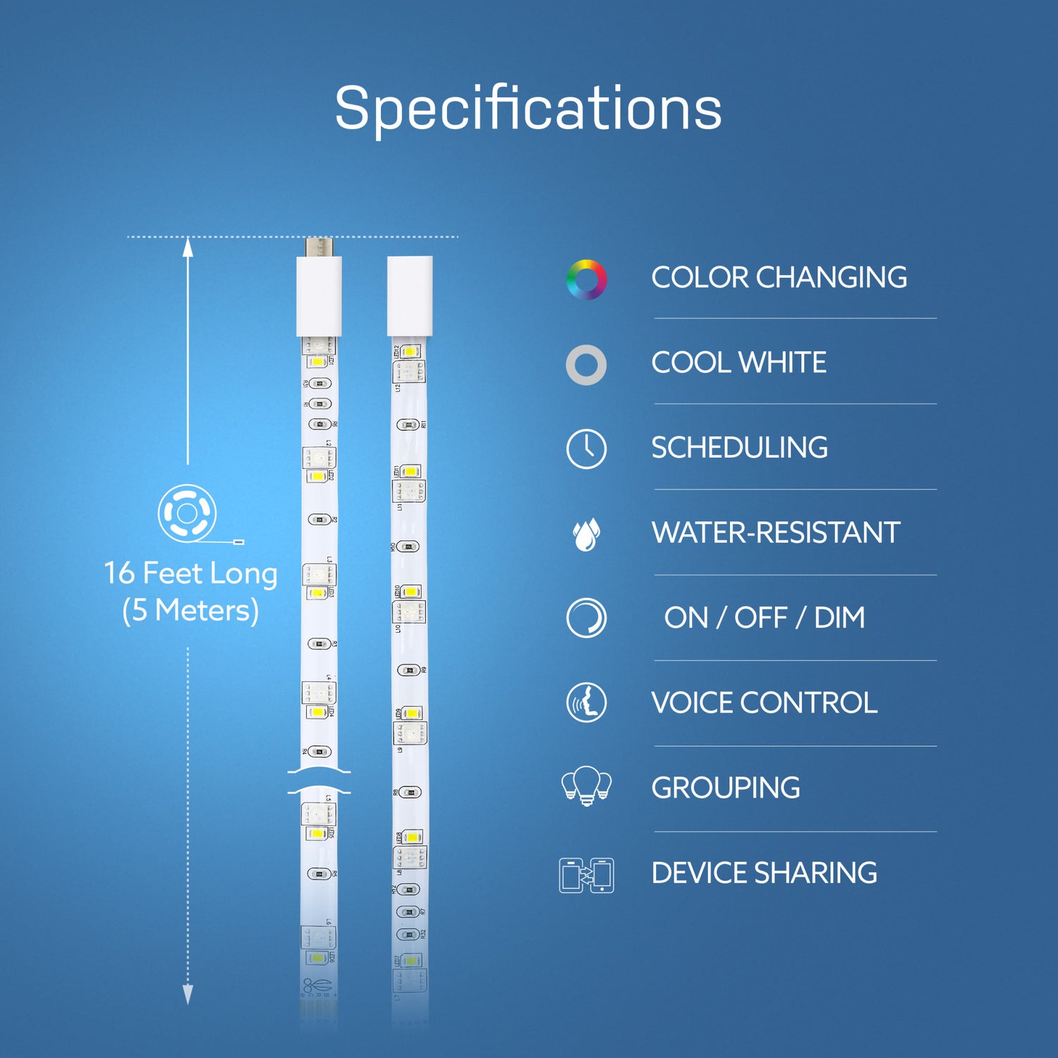 16 ft. Color Changing LED Smart Strip Light