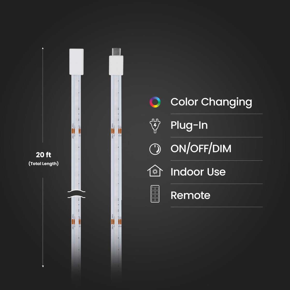 20 ft. Indoor Continuous Color Tape Light with Remote
