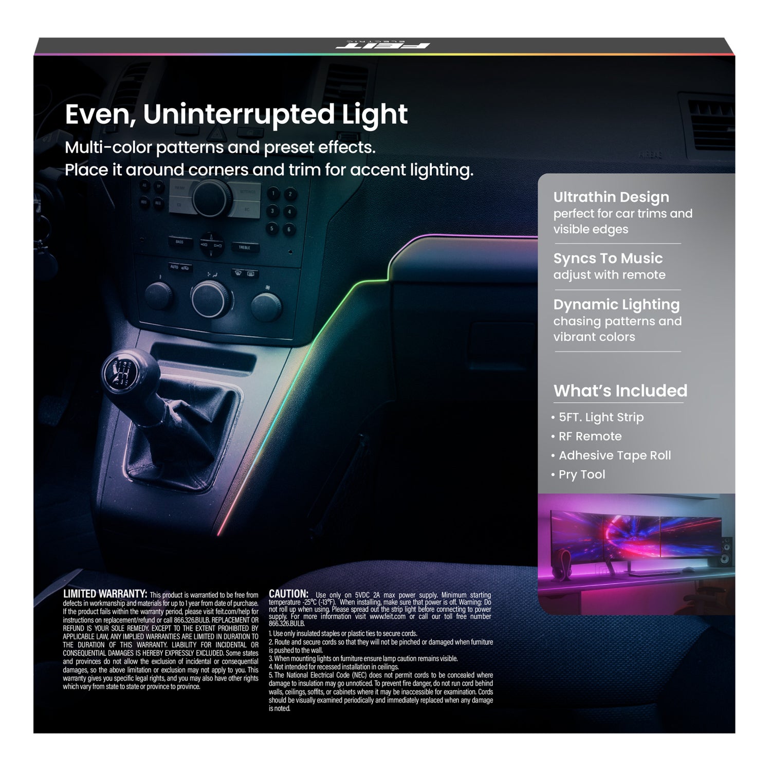 5 ft. Super Thin Dynamic Color Accent Light with Remote