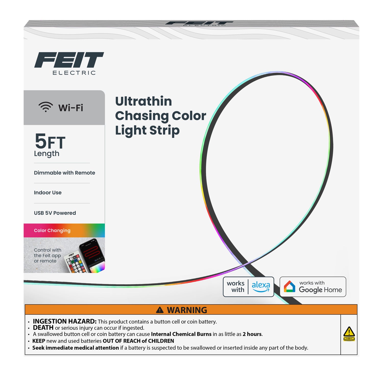 5 ft. Ultrathin Smart Chasing Color Light Strip with Remote