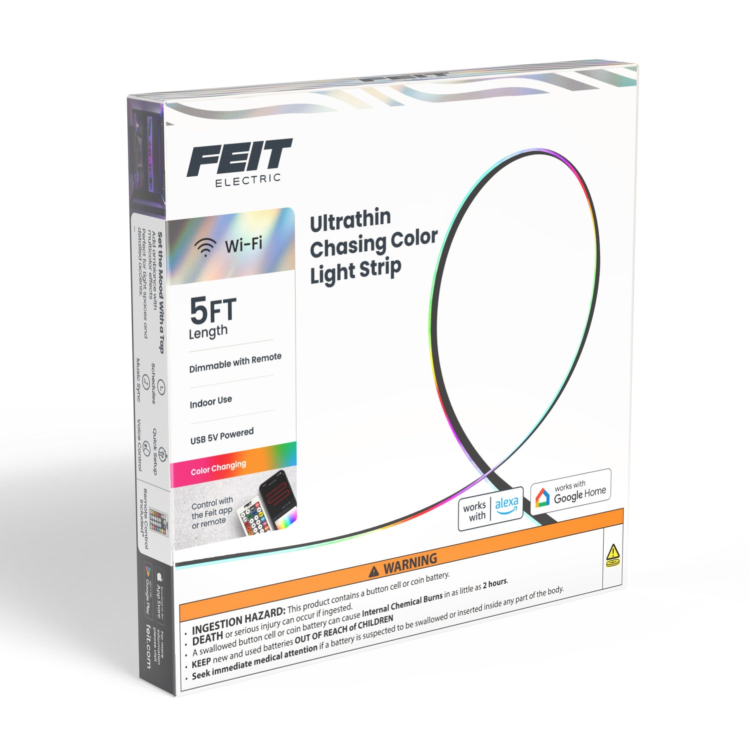 5 ft. Ultrathin Smart Chasing Color Light Strip with Remote