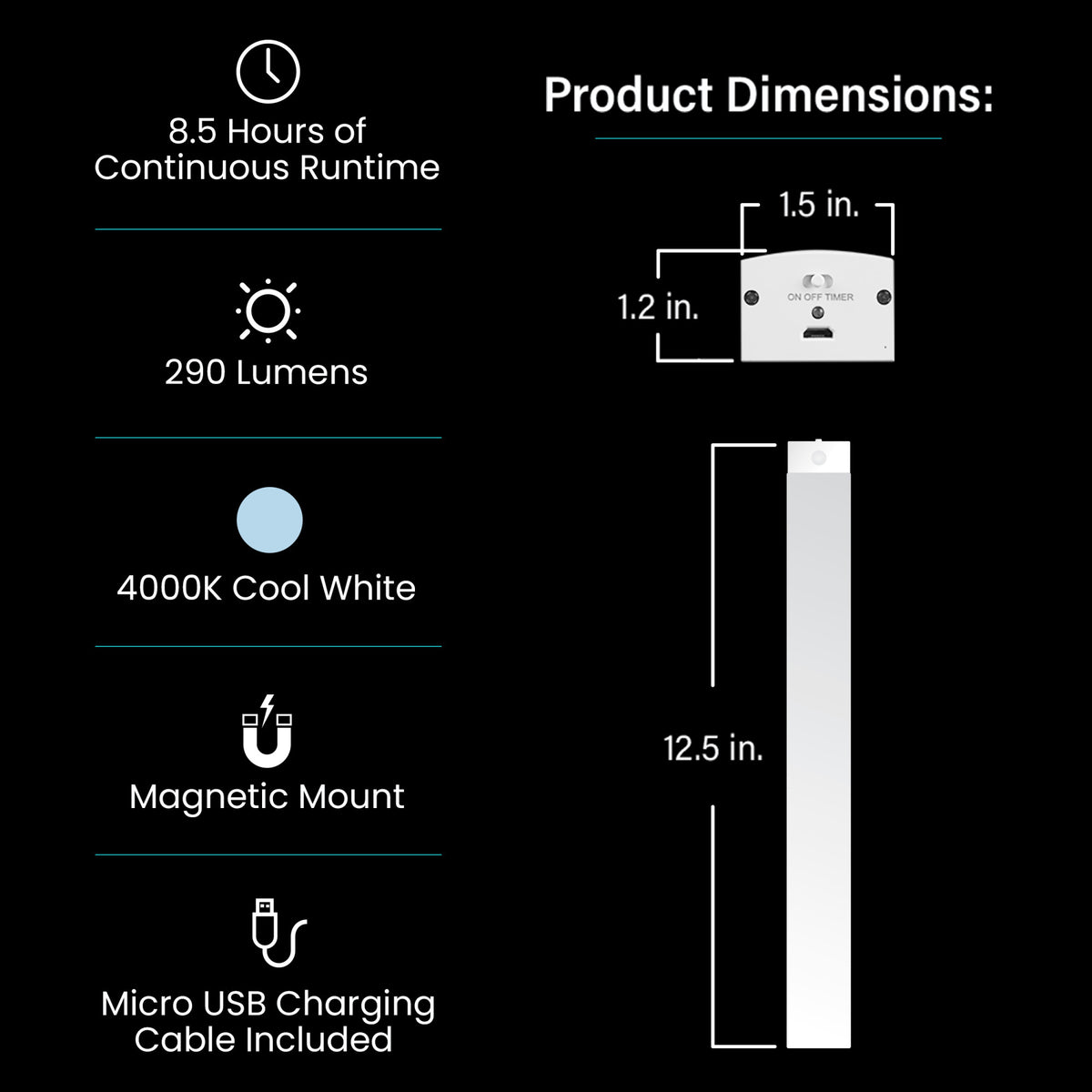 12.5 in Rechargeable LED Under Cabinet Light