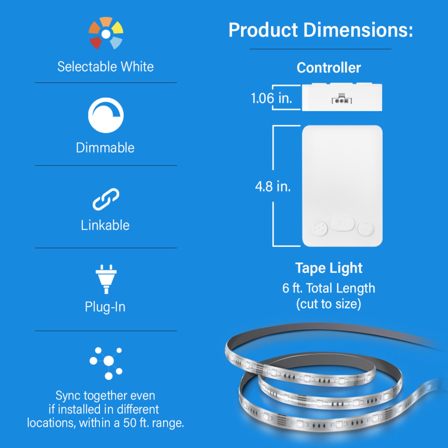 6 ft. Selectable White OneSync Undercabinet LED Tape Light