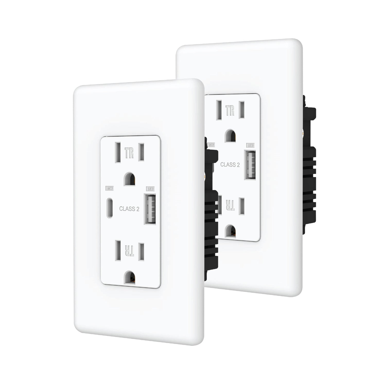Wall Outlet with USB-A and USB-C Port (2-Pack)