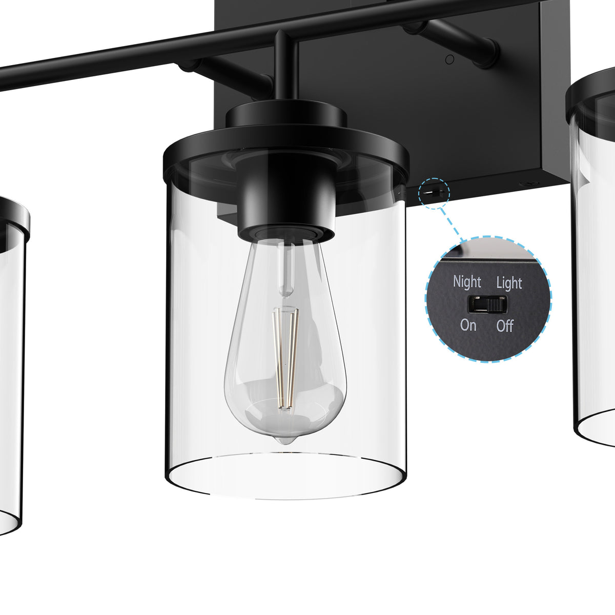 Emerson 3-Light Vanity with Motion Night Light, Matte Black