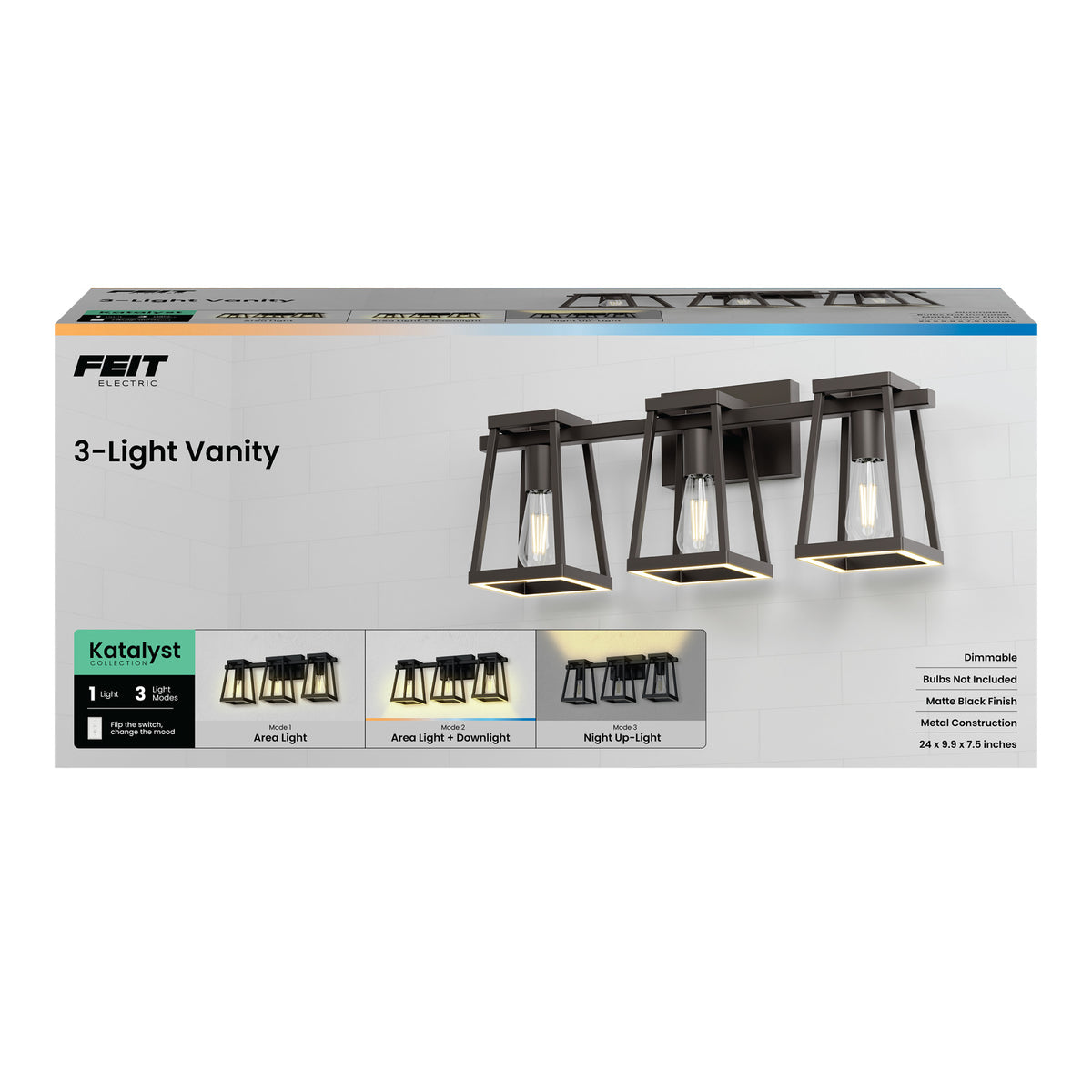 Katalyst Collection LED Decorative 3-Light Vanity, Matte Black