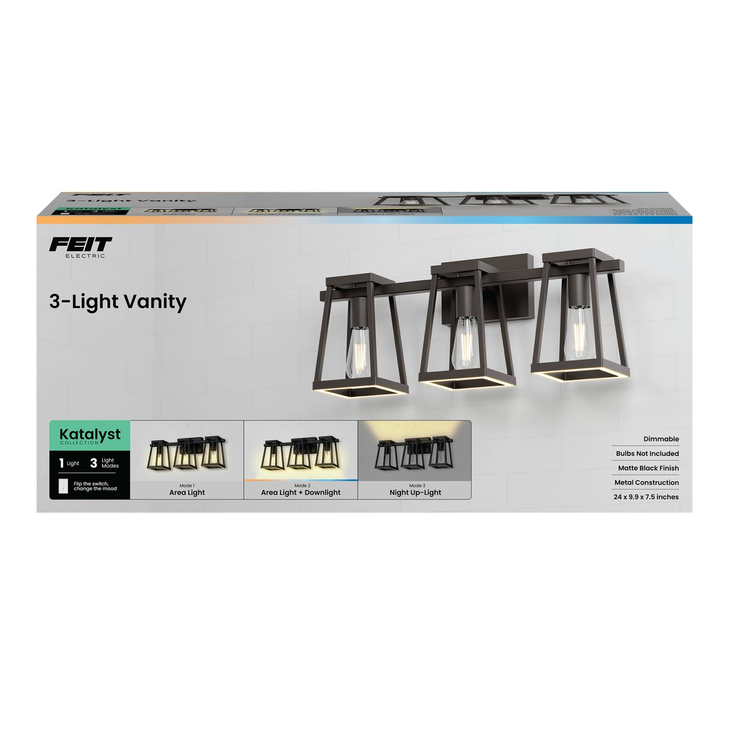 Katalyst Collection LED Decorative 3-Light Vanity, Matte Black