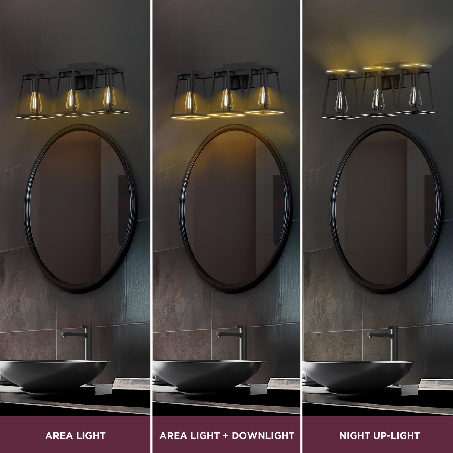 Katalyst Collection LED Decorative 3-Light Vanity, Matte Black