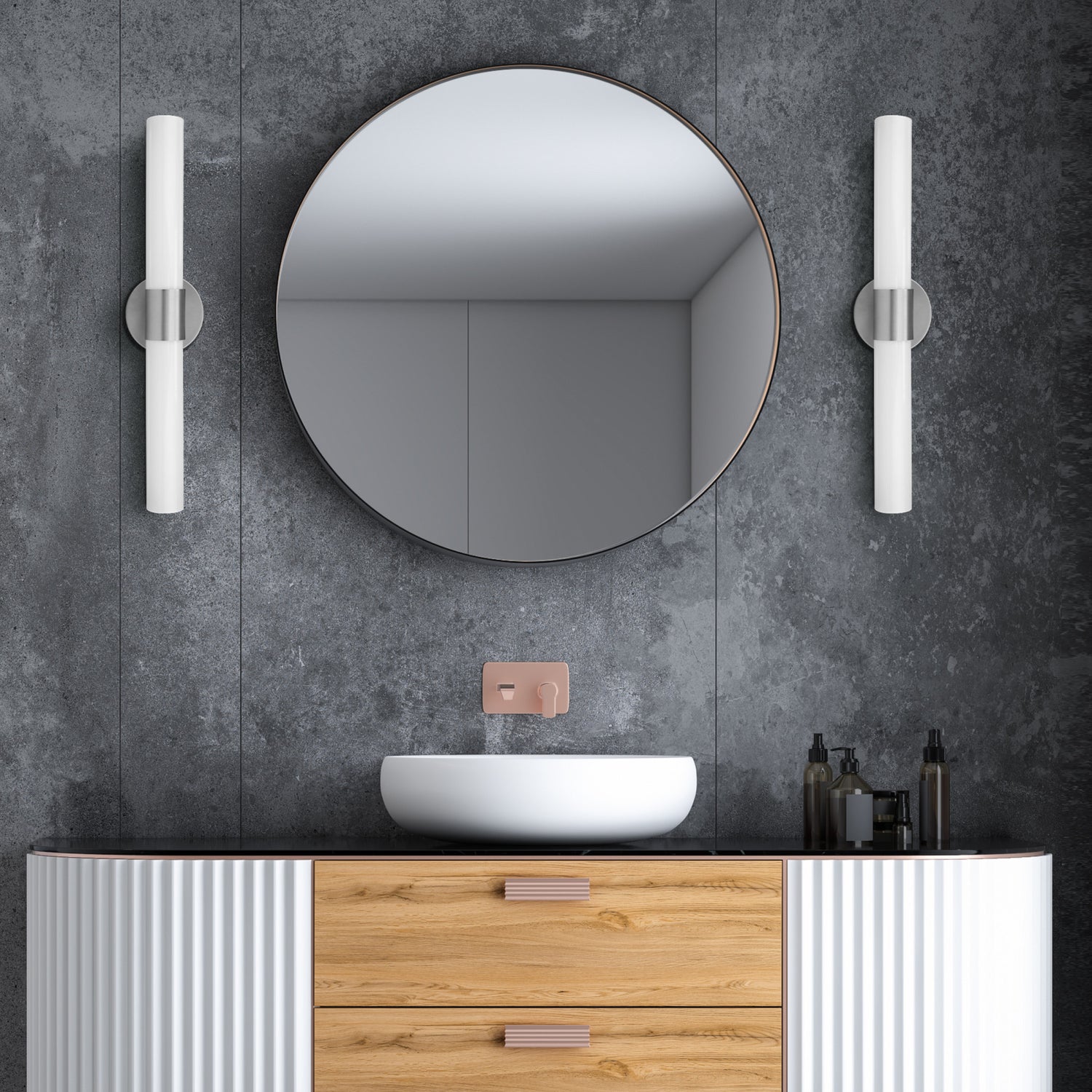 24 in. Frosted Glass Vanity Light, Nickel