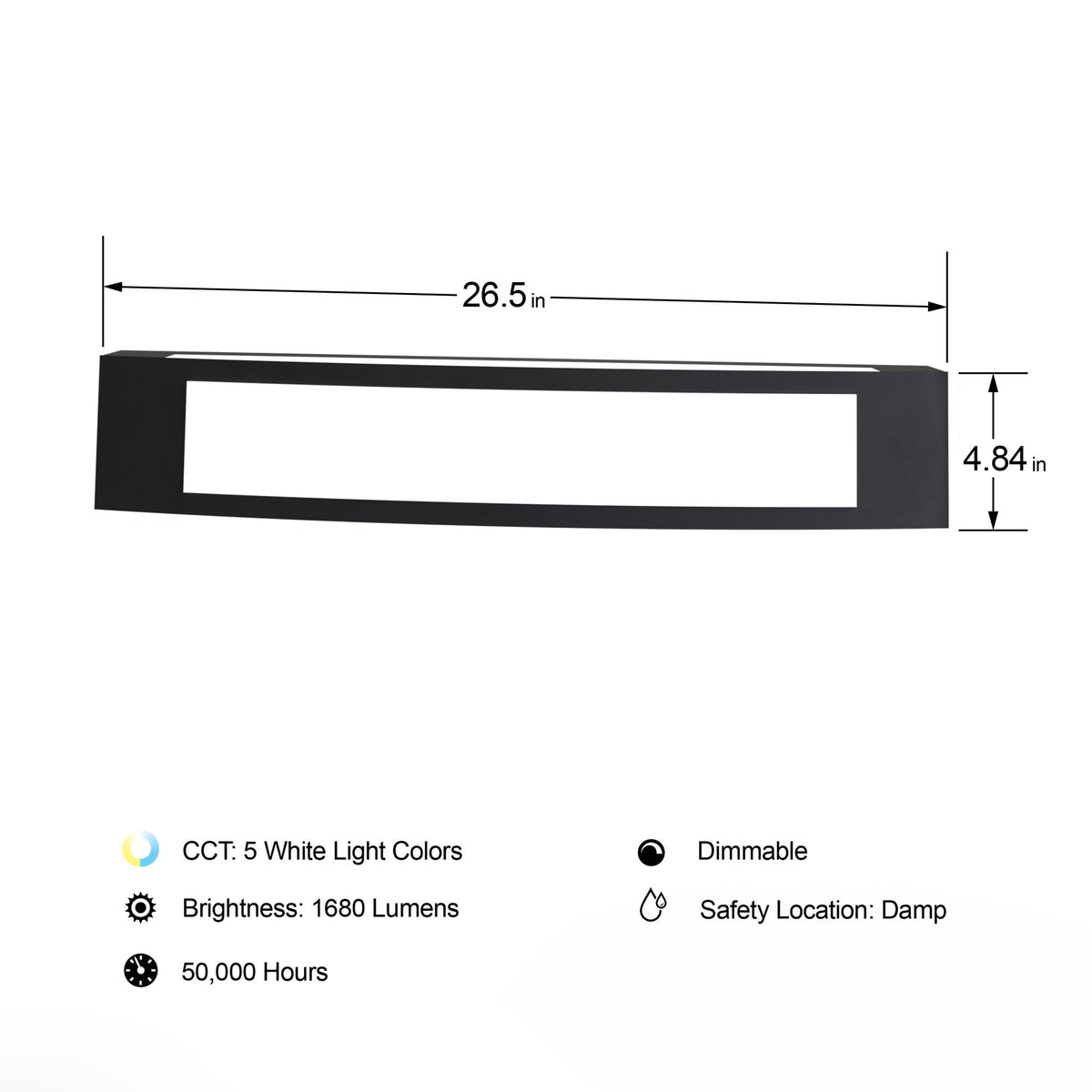 26 in. Vanity with Outlet, Black