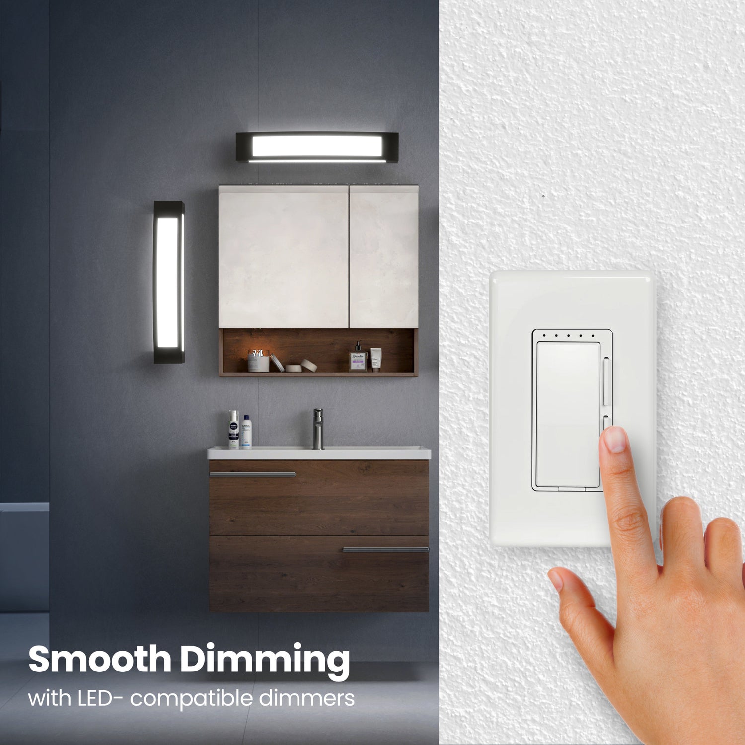 26 in. Vanity with Outlet, Black