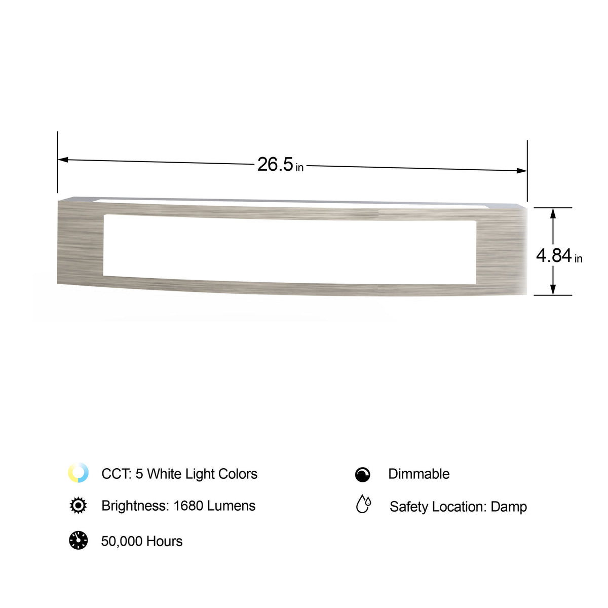 26 in. Vanity with Outlet, Nickel
