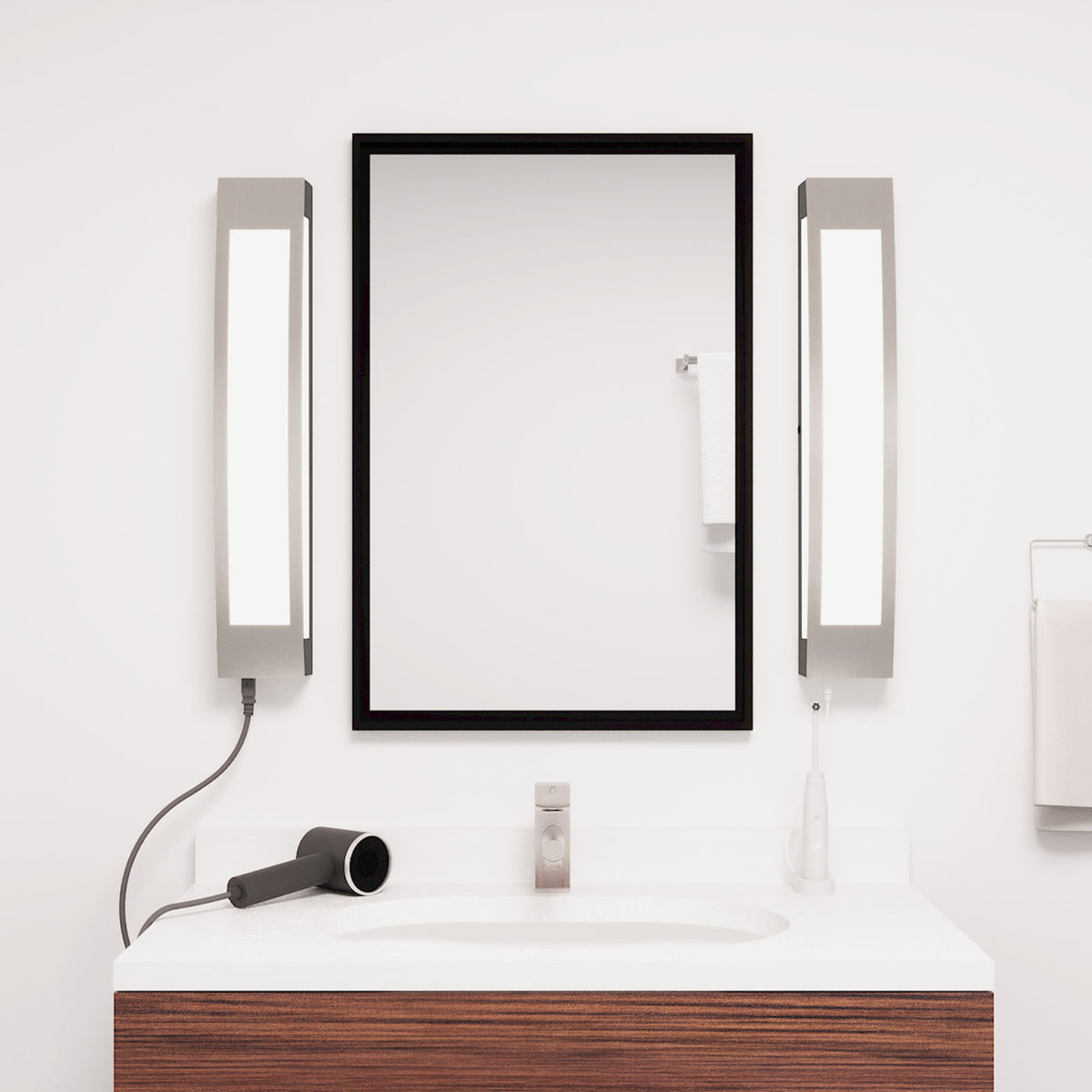 26 in. Vanity with Outlet, Nickel