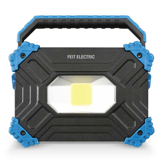Black and blue Feit Electric work light on a white background