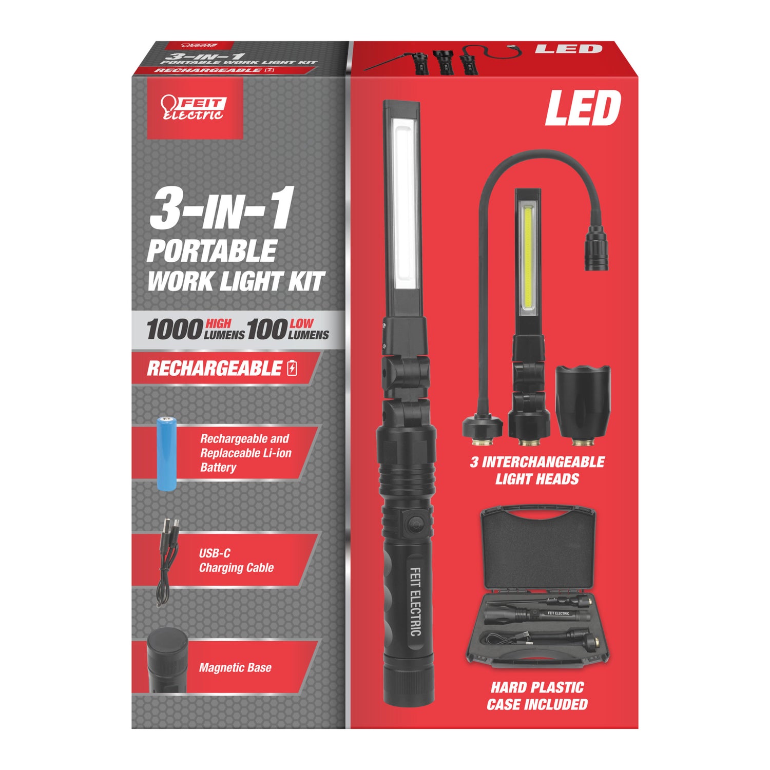 3-in-1 Portable LED Work Light Kit