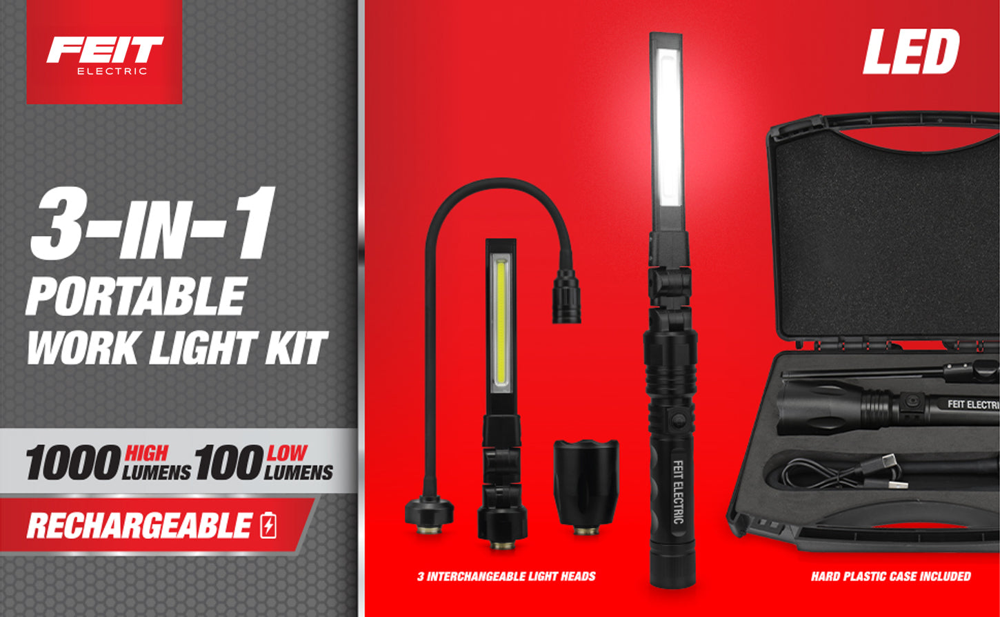 3 in 1 Portable LED Work Light Kit