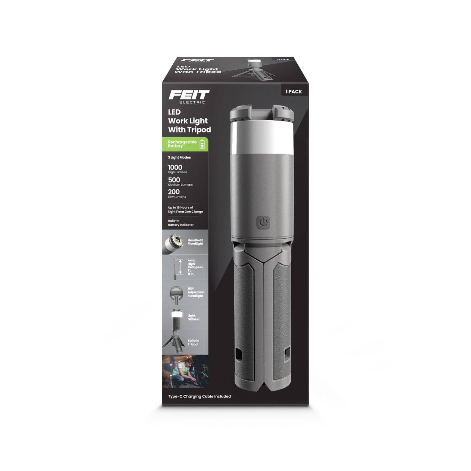 1000 Lumens Rechargeable Mini LED Work Light with Tripod