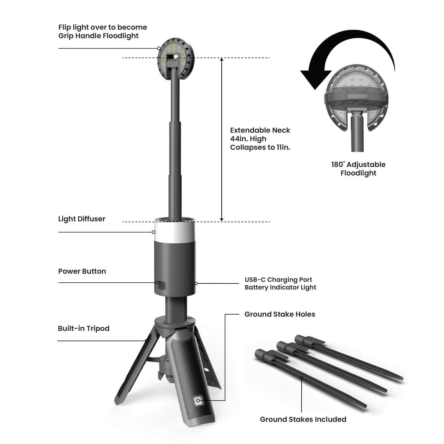 1000 Lumens Rechargeable Mini LED Work Light with Tripod