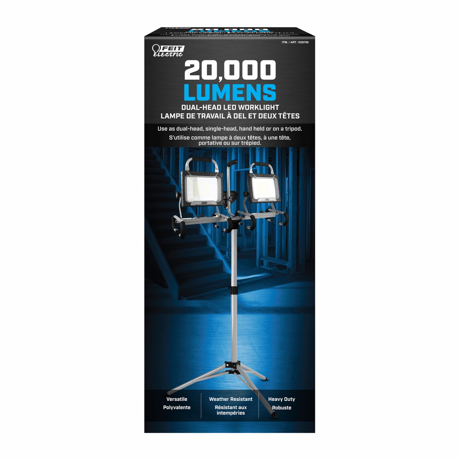 20000L Plug-in Dual-Head LED Worklight With Tripod