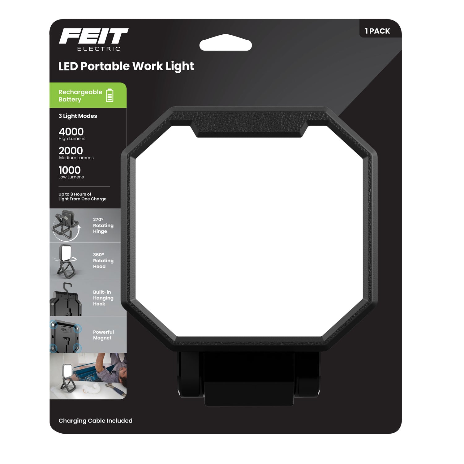 4000 Lumens Rechargeable Portable LED Work Light