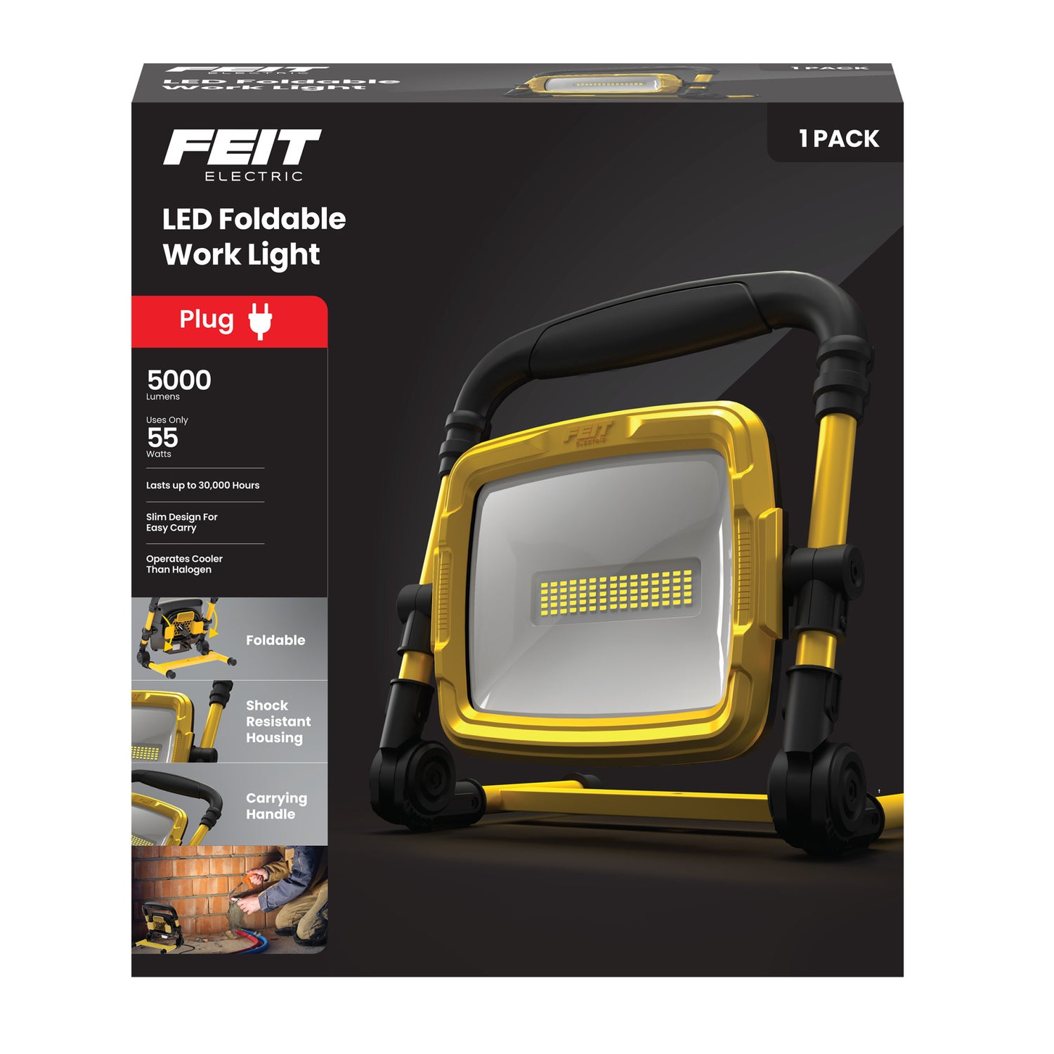 5000 Lumens Plug-in Foldable LED Work Light