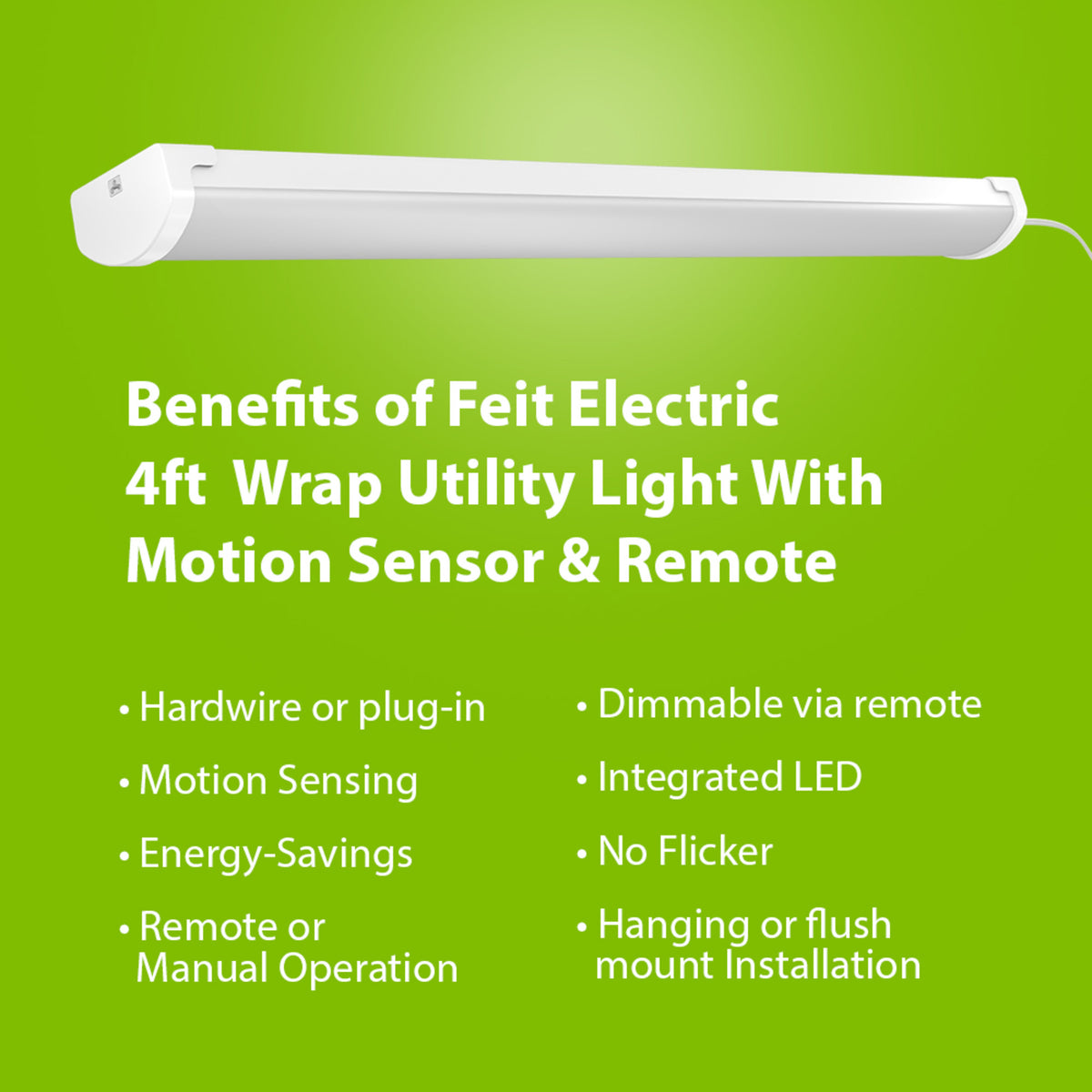 4ft 55W Cool White (4000K) Wrap Utility Light with Motion Sensor and Remote