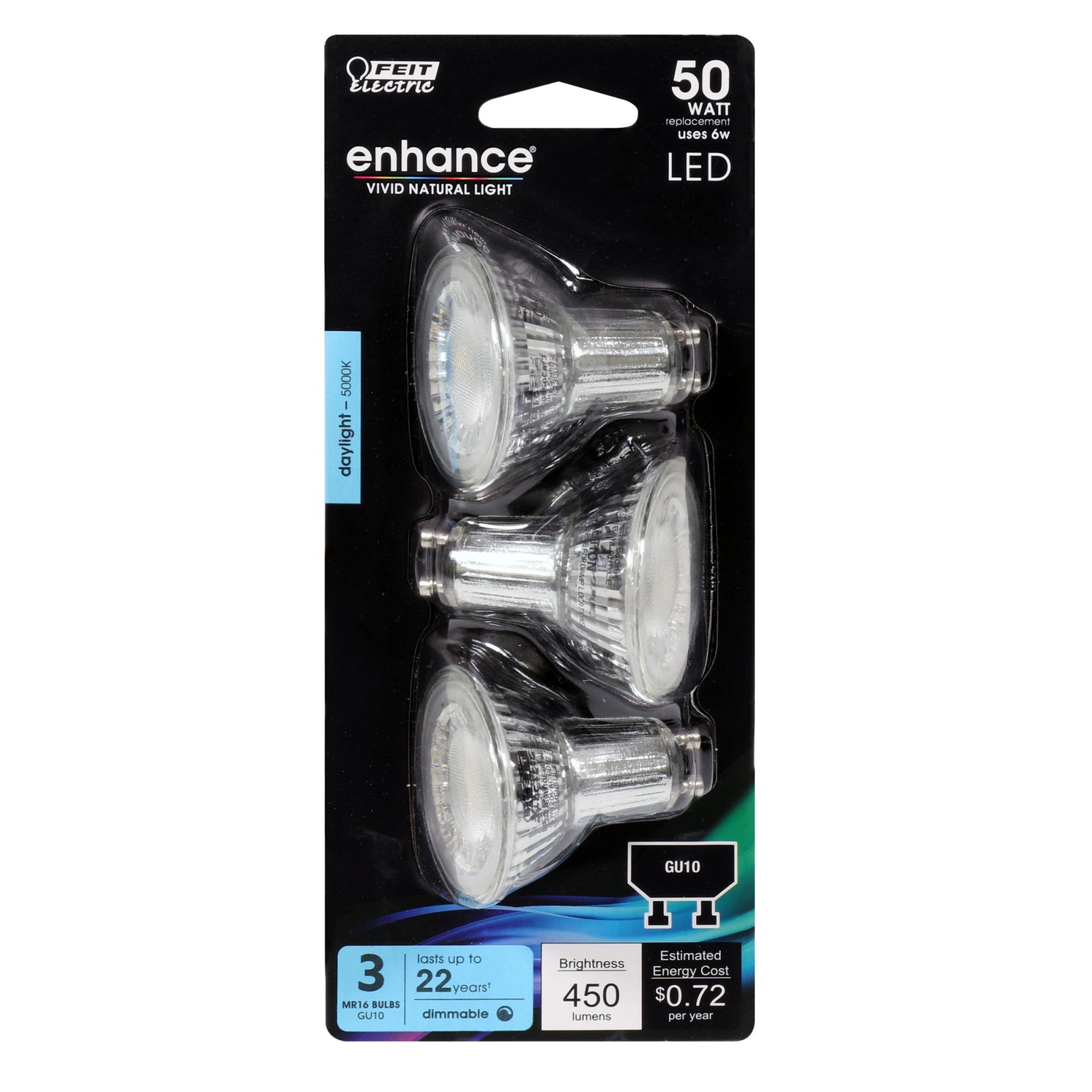 50W Equiv. Daylight MR16 GU10 Dimmable LED Enhance Mini Reflector 3-Pk (BPMR16GU10500950CA/3)