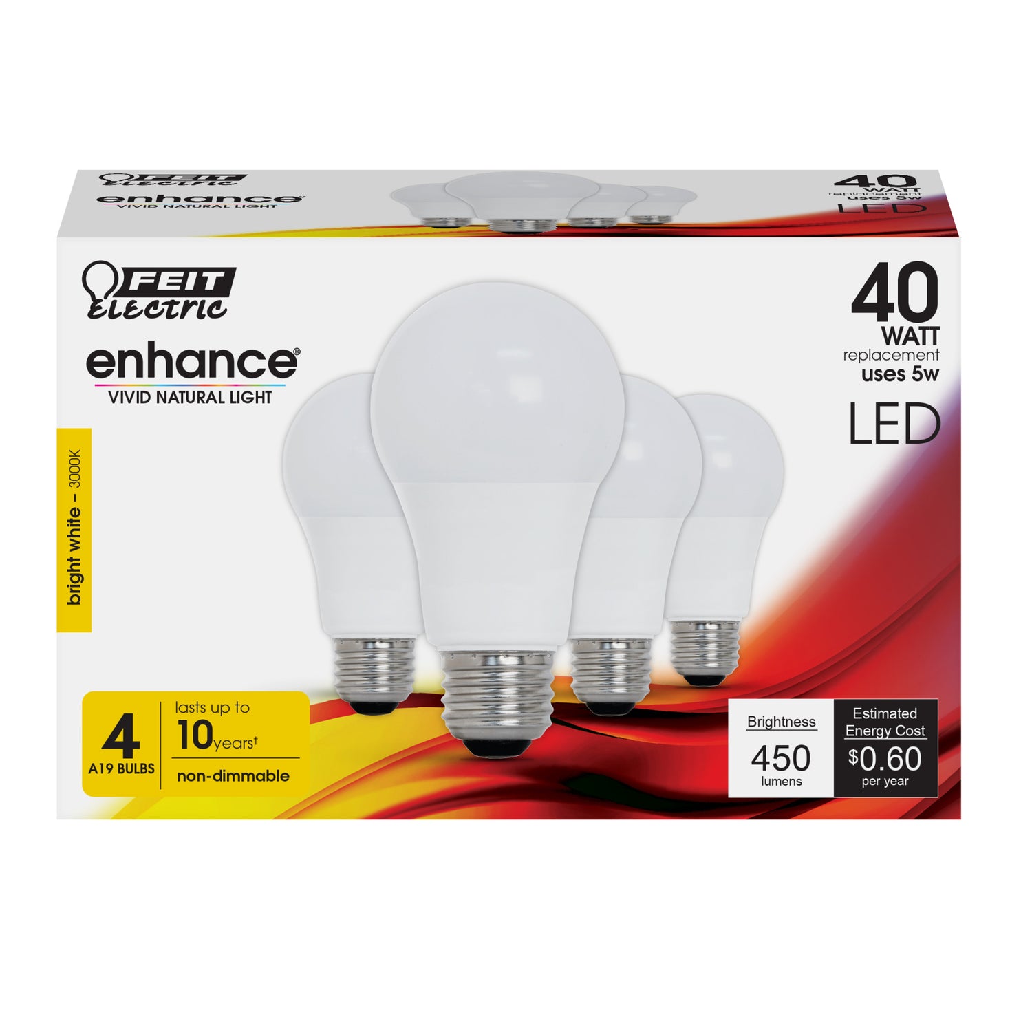 40W Replacement A19 Bright White General Purpose LED (4-Pack)