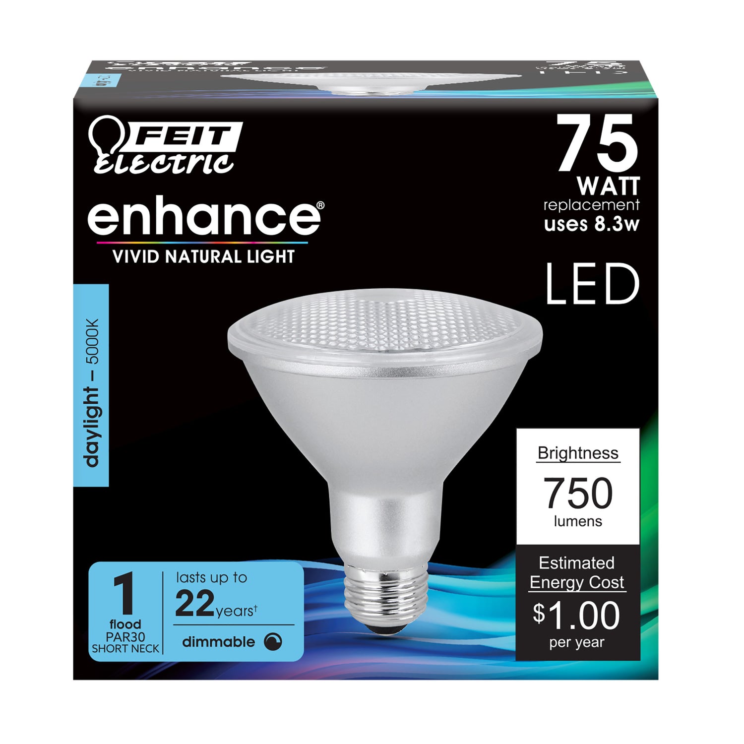 8.3W (75W Replacement) Daylight (5000K) E26 Base PAR30 Short Neck Dimmable Enhance Reflector LED