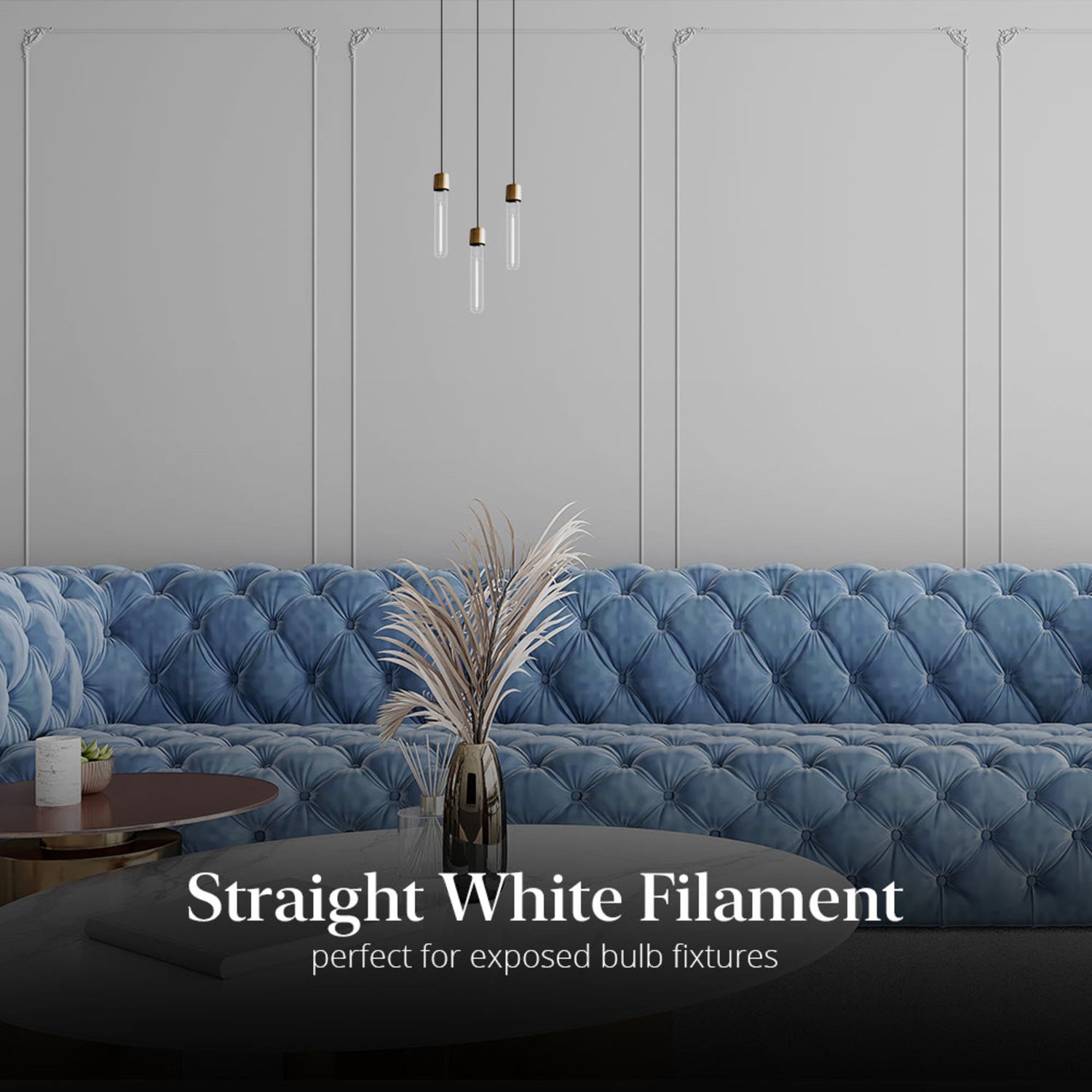 6.5W (60W Replacement) Warm Light (2100K) T10 (E26 Medium Base) Dimmable Exposed White Filament LED Light Bulb (4-Pack)