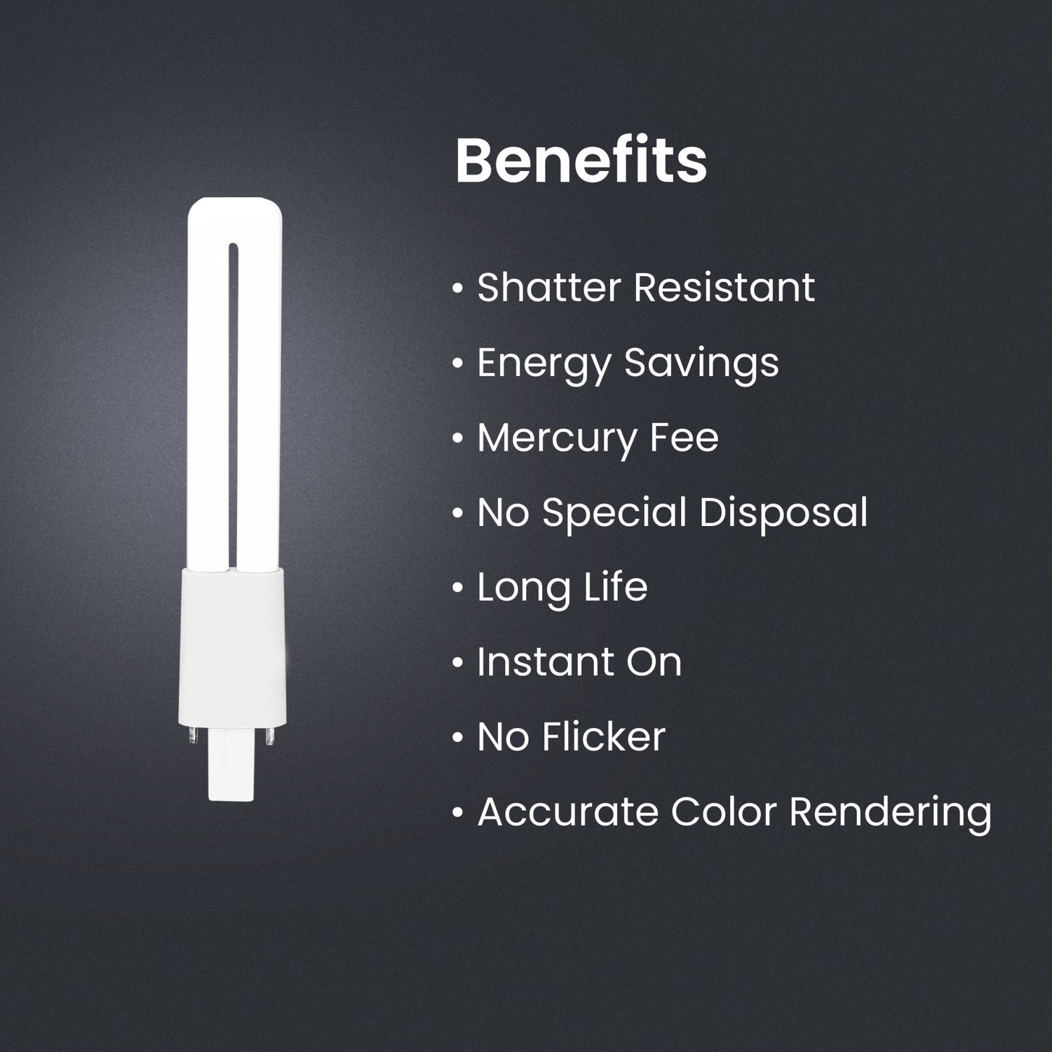 7W (13W Equivalent) Soft White (2700K) PL Shape GX23 Base Direct Replacement (Type A) Twin Tube LED Light Bulb