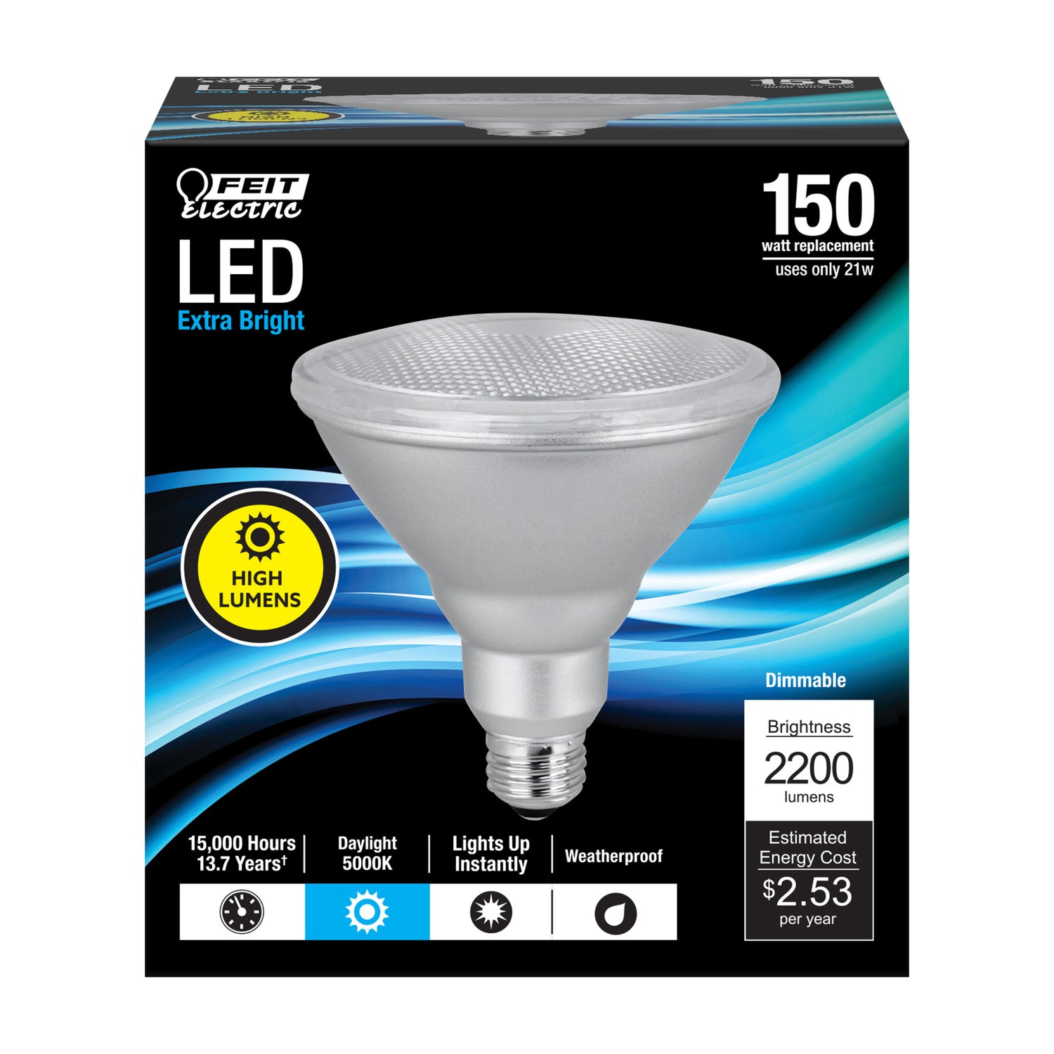 21 W (150Watt Replacement) Daylight (5000K) E26 Base Dimmable PAR38 High Output LED