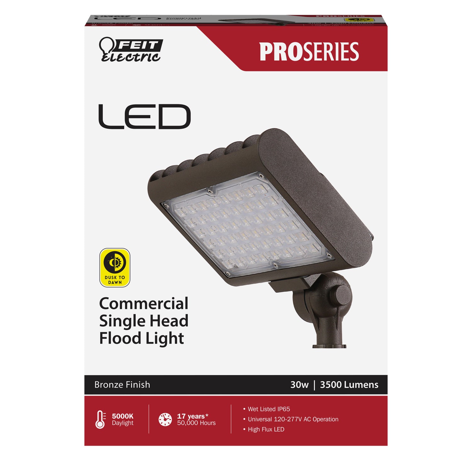 7 in. 30W Daylight (5000K) 3500 Lumens Bronze LED Flood Light