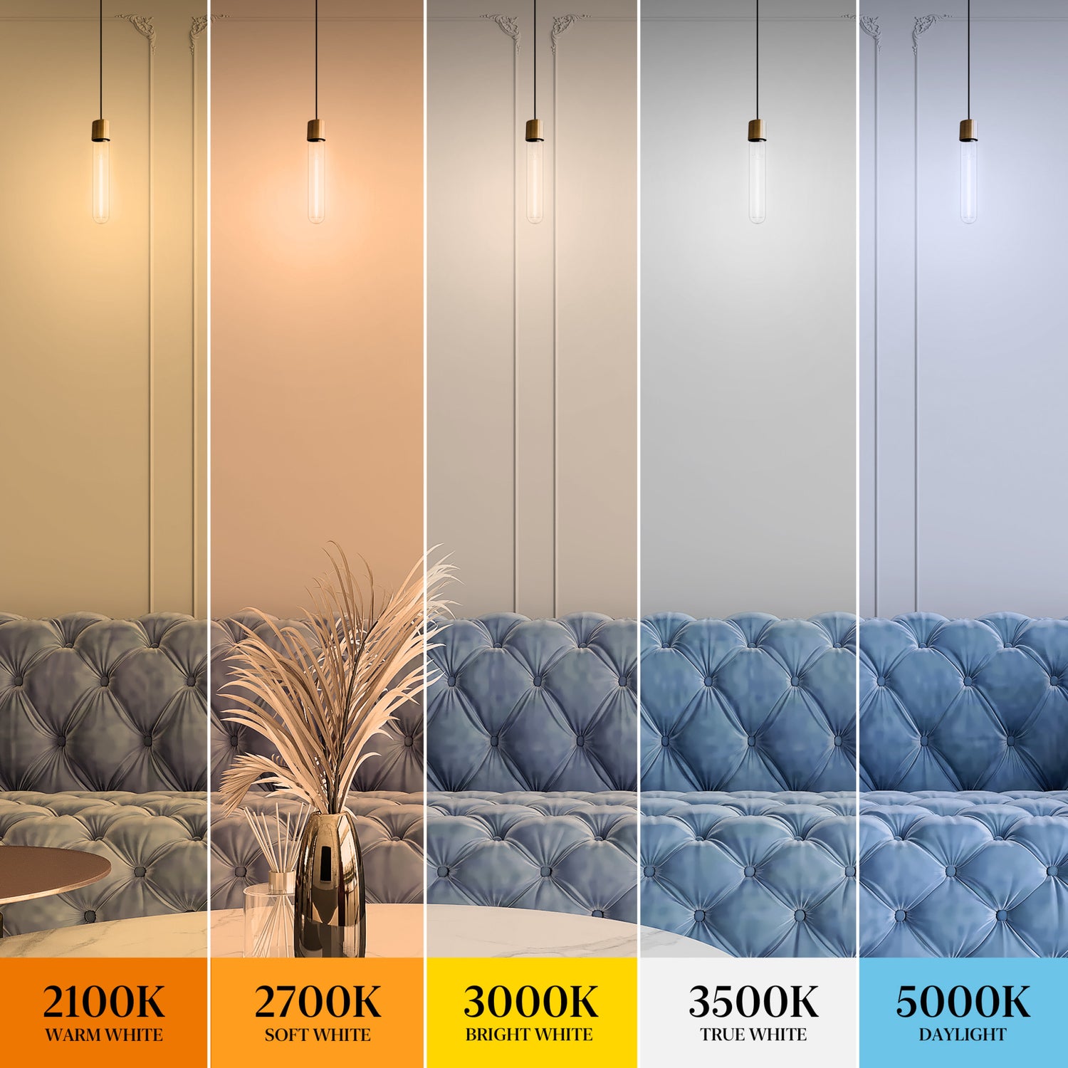 6.5W (60W Replacement) Warm Light (2100K) T10 (E26 Medium Base) Dimmable Exposed White Filament LED Light Bulb (4-Pack)