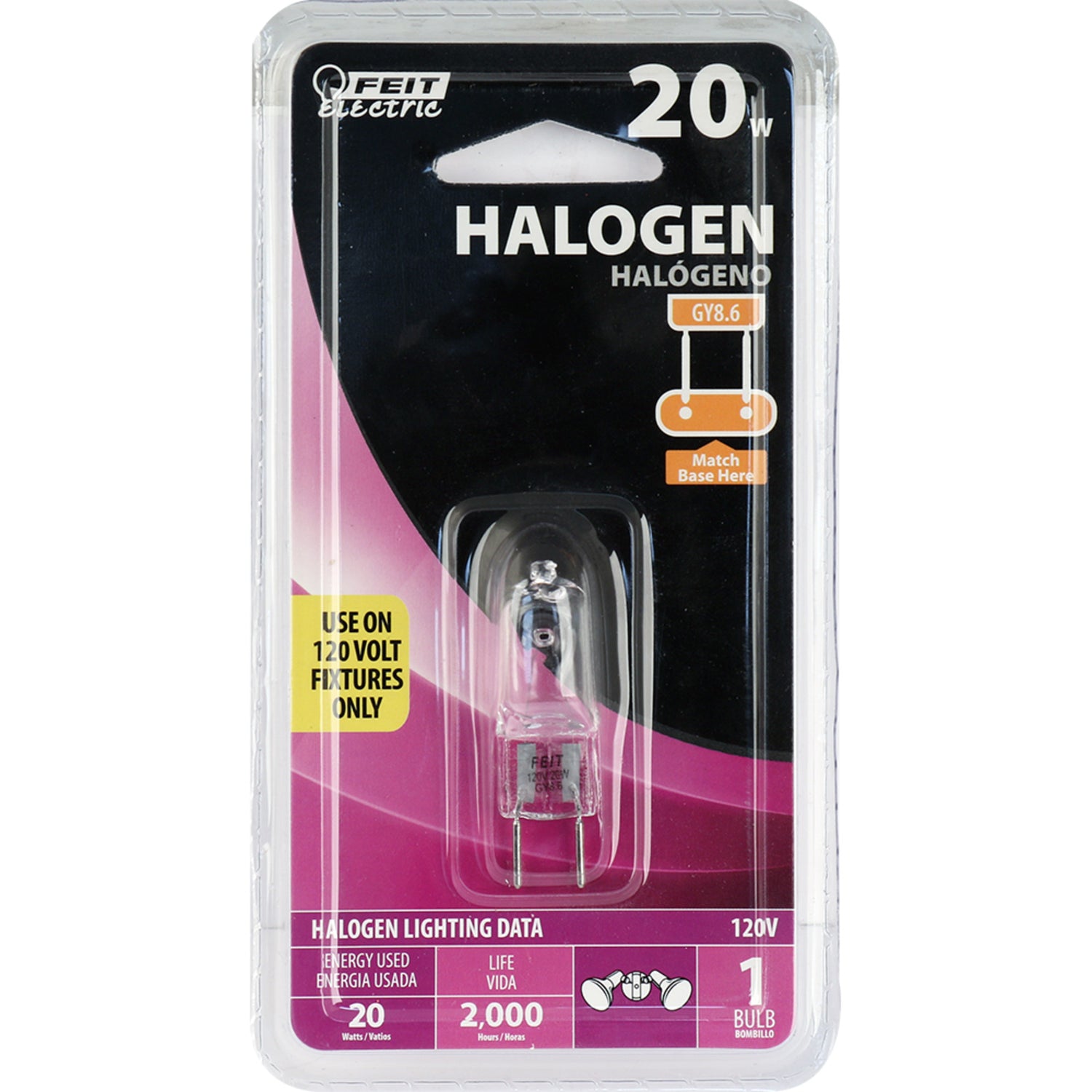 20W Warm White GY8.6 Dimmable  Halogen Light Bulb(BPQ20/8.6/RP)