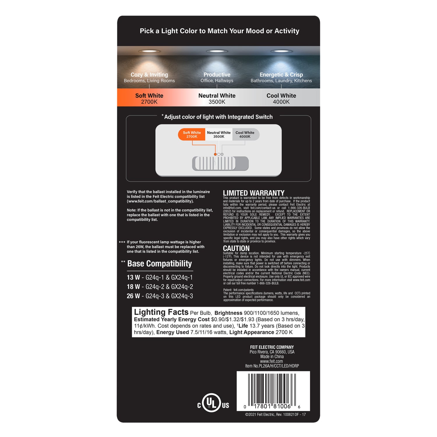 13-Watt (G24q-1) PL-C 4-Pin Energy Saver CFL (Non-Integrated) Light Bulb Neutral (3500K) 13-Watt (G24q-1) PL-C 4-Pin Energy Saver CFL (Non-Integrated) Light Bulb Neutral (3500K)