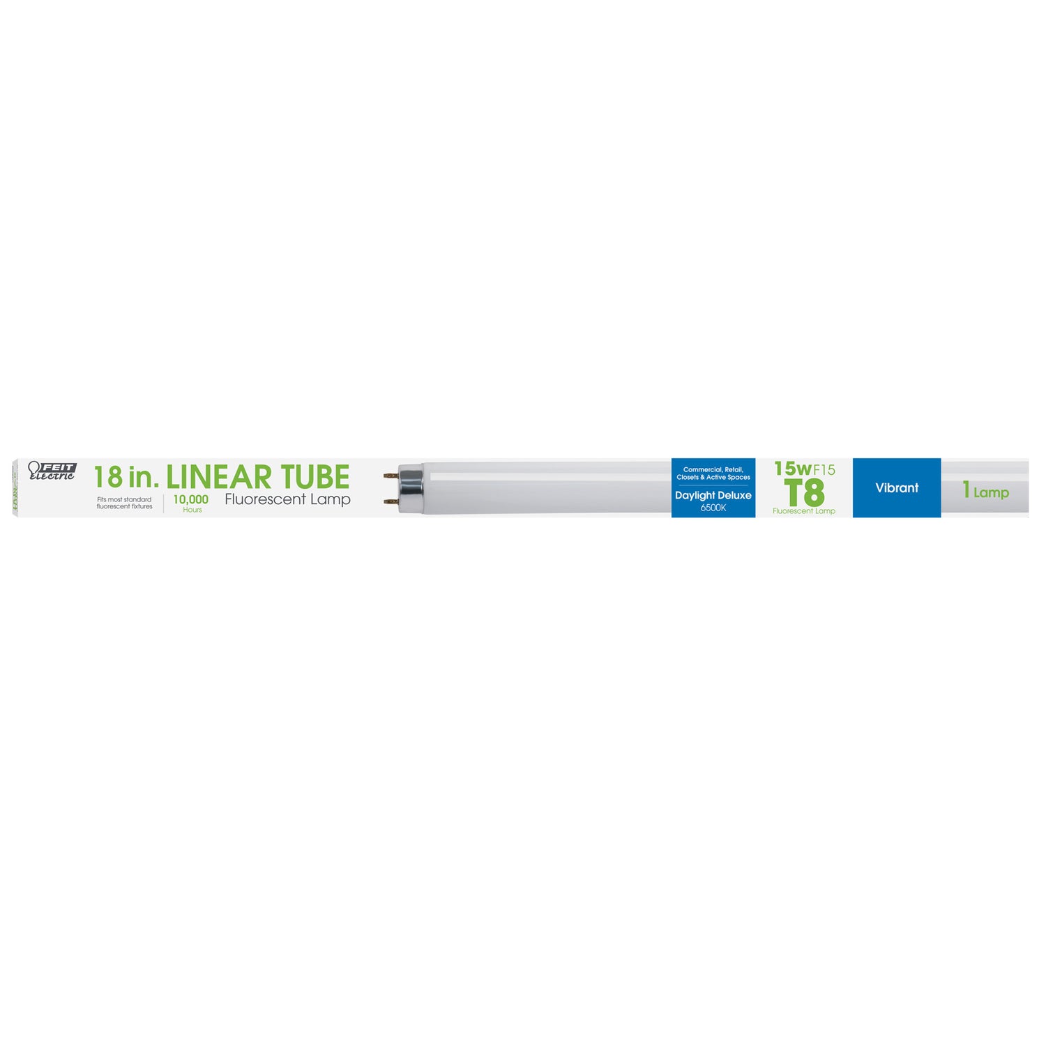 18 in. 15W Daylight Deluxe (6500K) G13 Base (T8 Replacement) Fluorescent Linear Light Tube