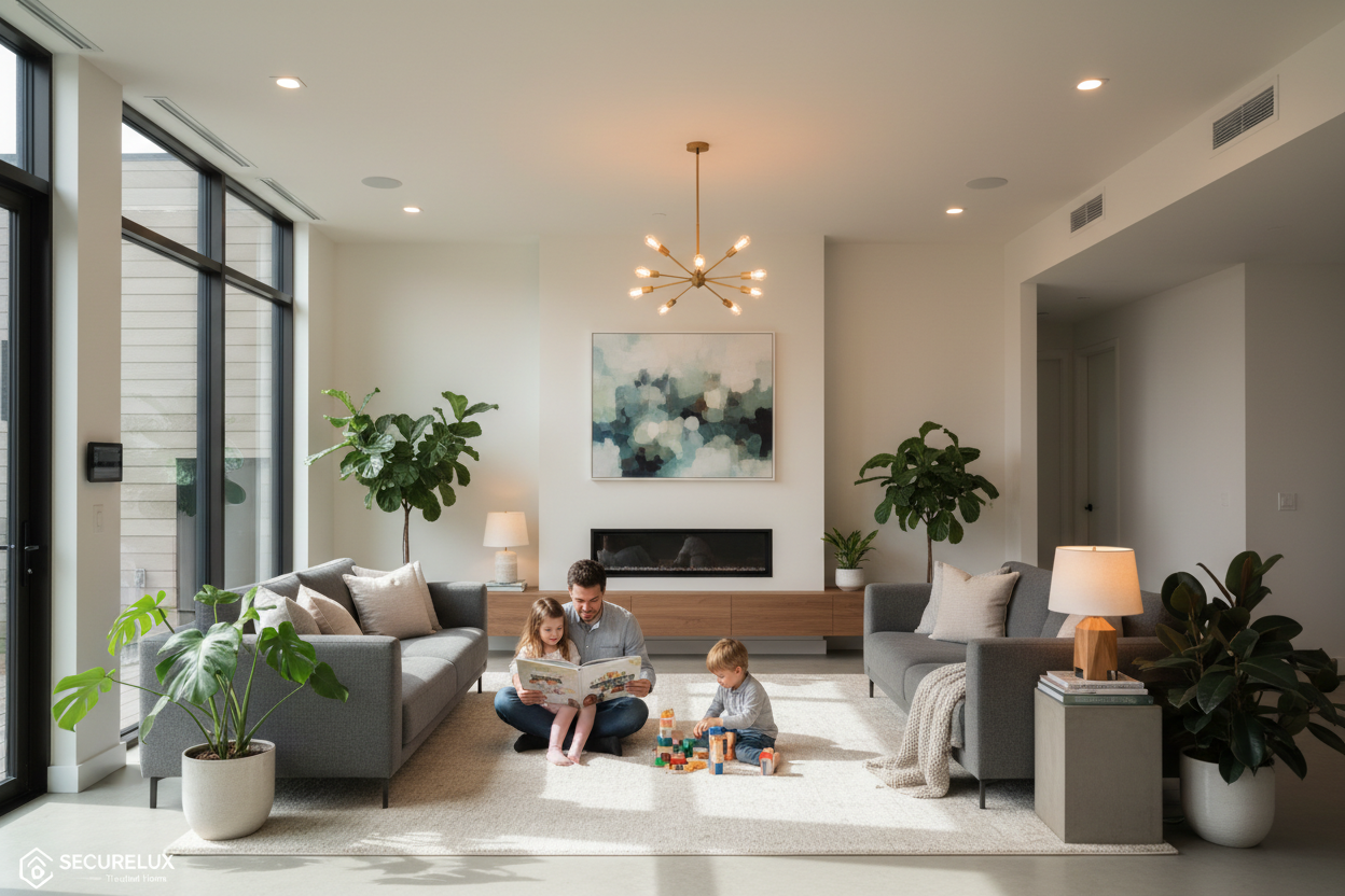 Family living room with kids