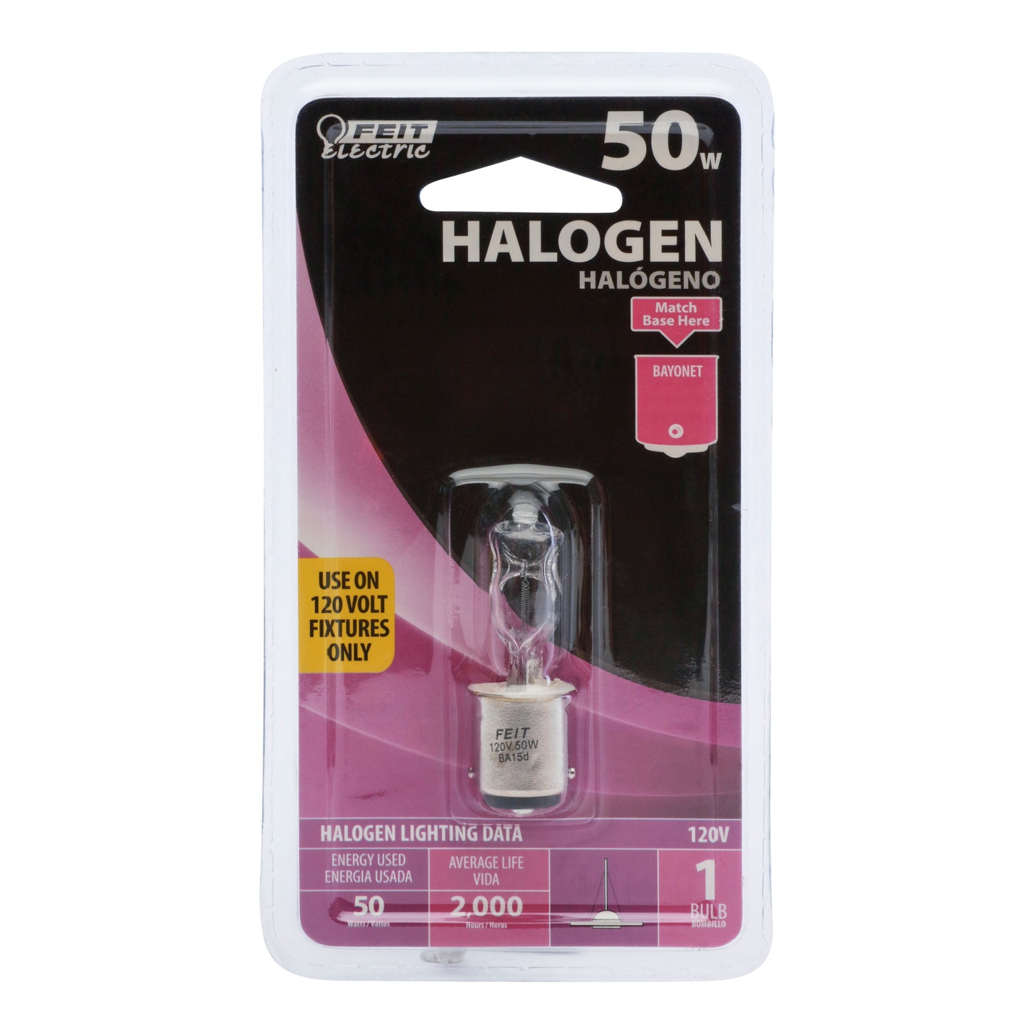 50W Warm White (3000K) S.C. Bayonet Base (T4 Replacement) Halogen Replacement Light Bulb