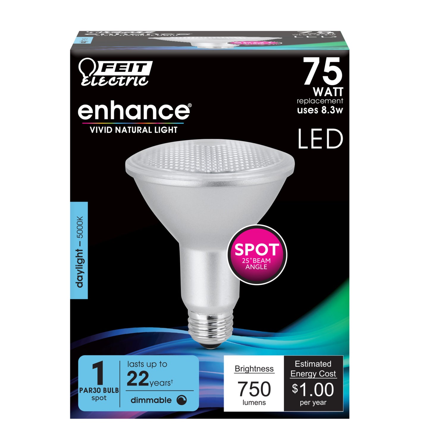 8.3W (75W Replacement) Daylight (5000K) PAR30 Dimmable Enhance Reflector LED
