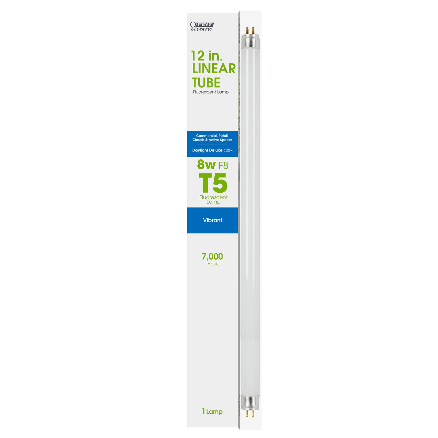 12 in. 8W Daylight Deluxe White (6500K) G5 (T5 Replacement) Fluorescent Linear Light Tube