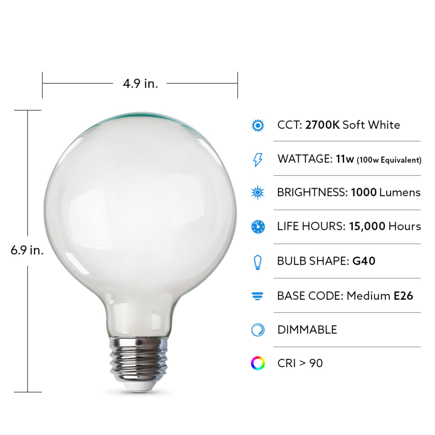 Feit Electric 100-Watt Equivalent G40 Dimmable LED Clear Glass Vintage Straight Filament Edison Light Bulb Soft White (2-Pack) Feit Electric 100-Watt Equivalent G40 Dimmable LED Clear Glass Vintage Straight Filament Edison Light Bulb Soft White (2-Pack)