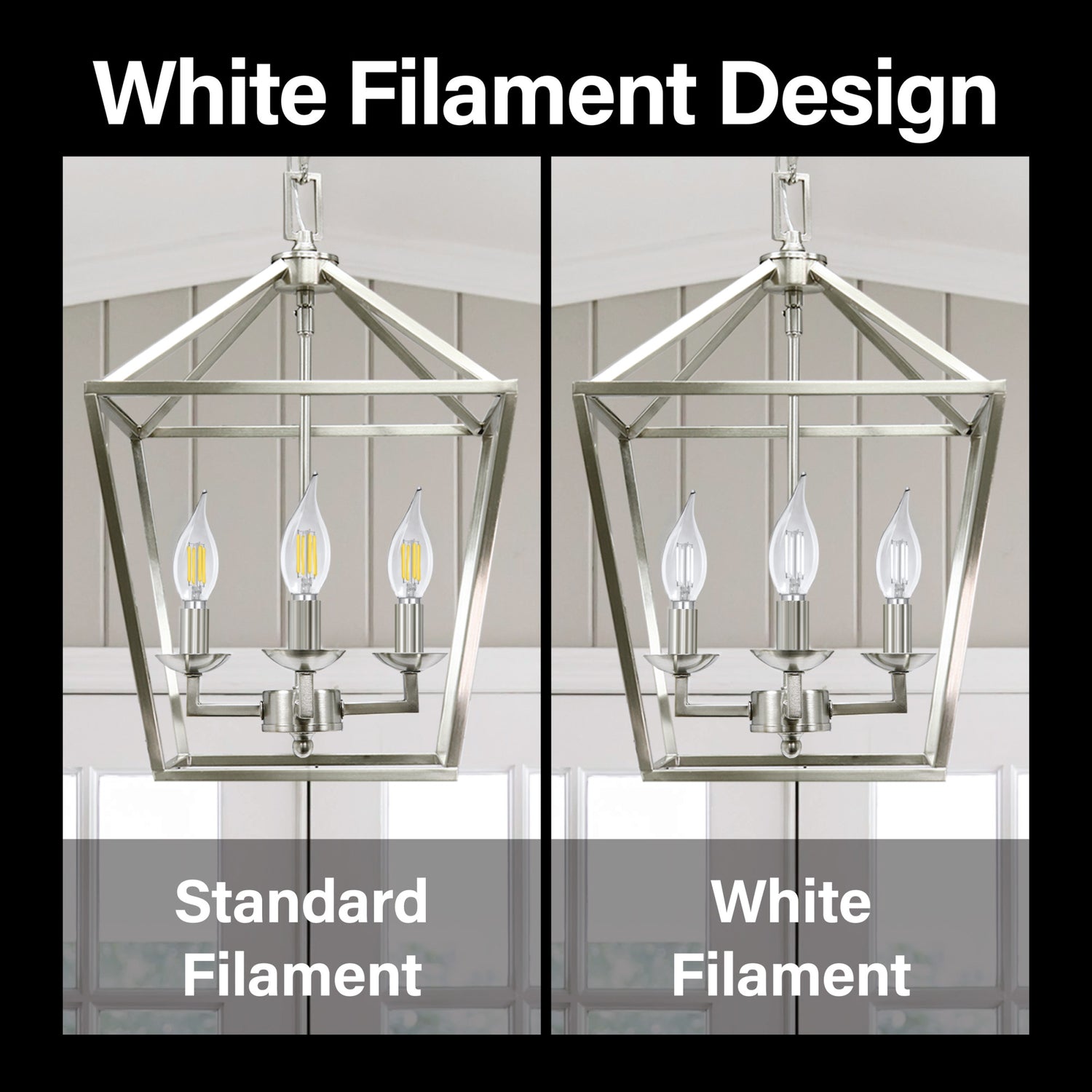 5.5W (60W Equivalent) Soft White (2700K) BA10 Shape (E26 Base) LED Flame Tip Exposed White Filament Light Bulb (2-Pack)