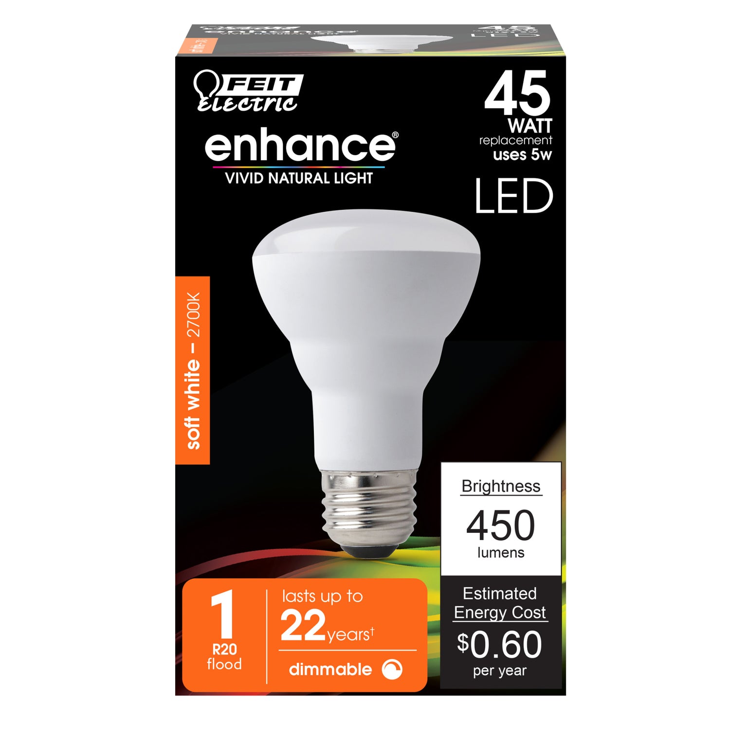 5W (45W Replacement) Soft White (2700K) R20 Dimmable Enhance Reflector LED