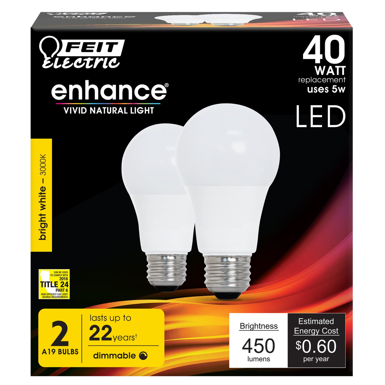 40W Replacement A19 Bright White Dimmable General Purpose LED
