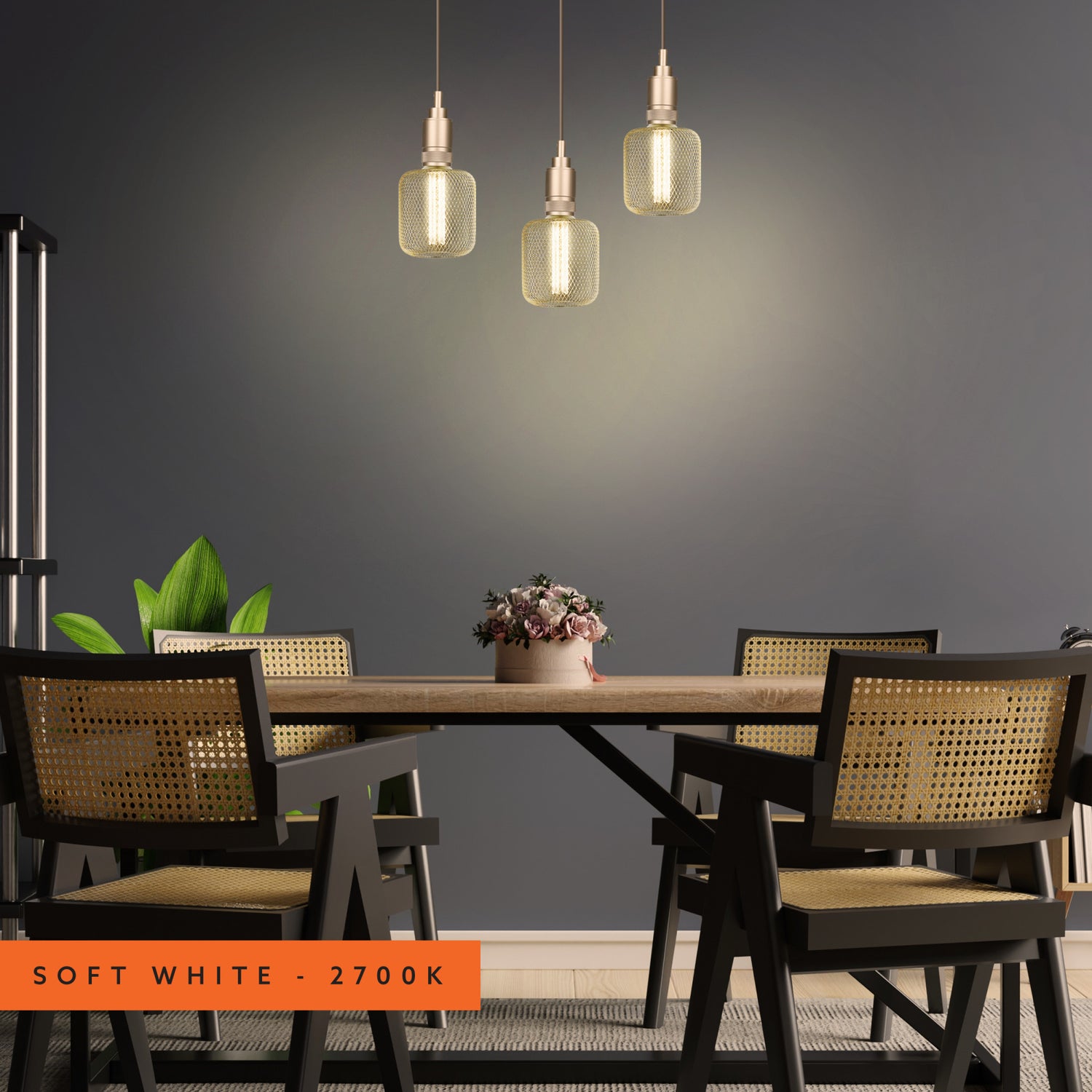 3.5W Soft White (2700K) Large Gold Mesh Cage Acrylic LED Bulb