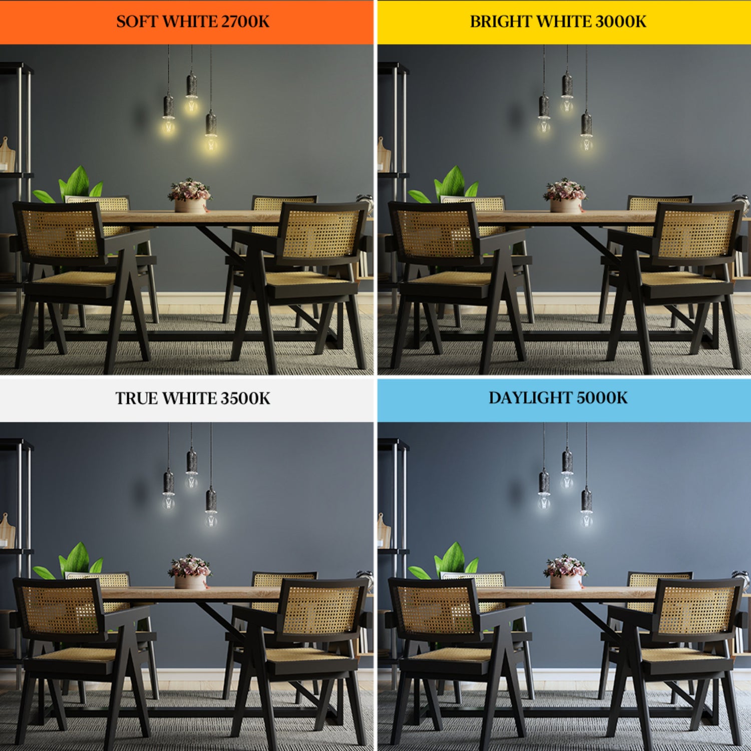 8.3W (60W Replacement) Daylight (5000K) A15 E12 Chandelier Base Exposed White Filament LED Light Bulb (2-Pack)