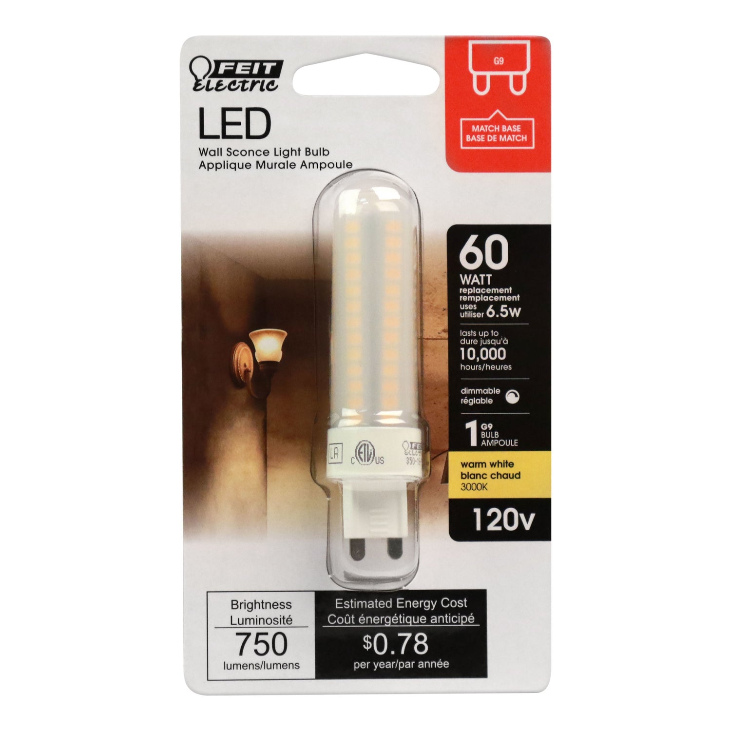 60W Replacement Dimmable Warm White G9 Base T4 Specialty LED