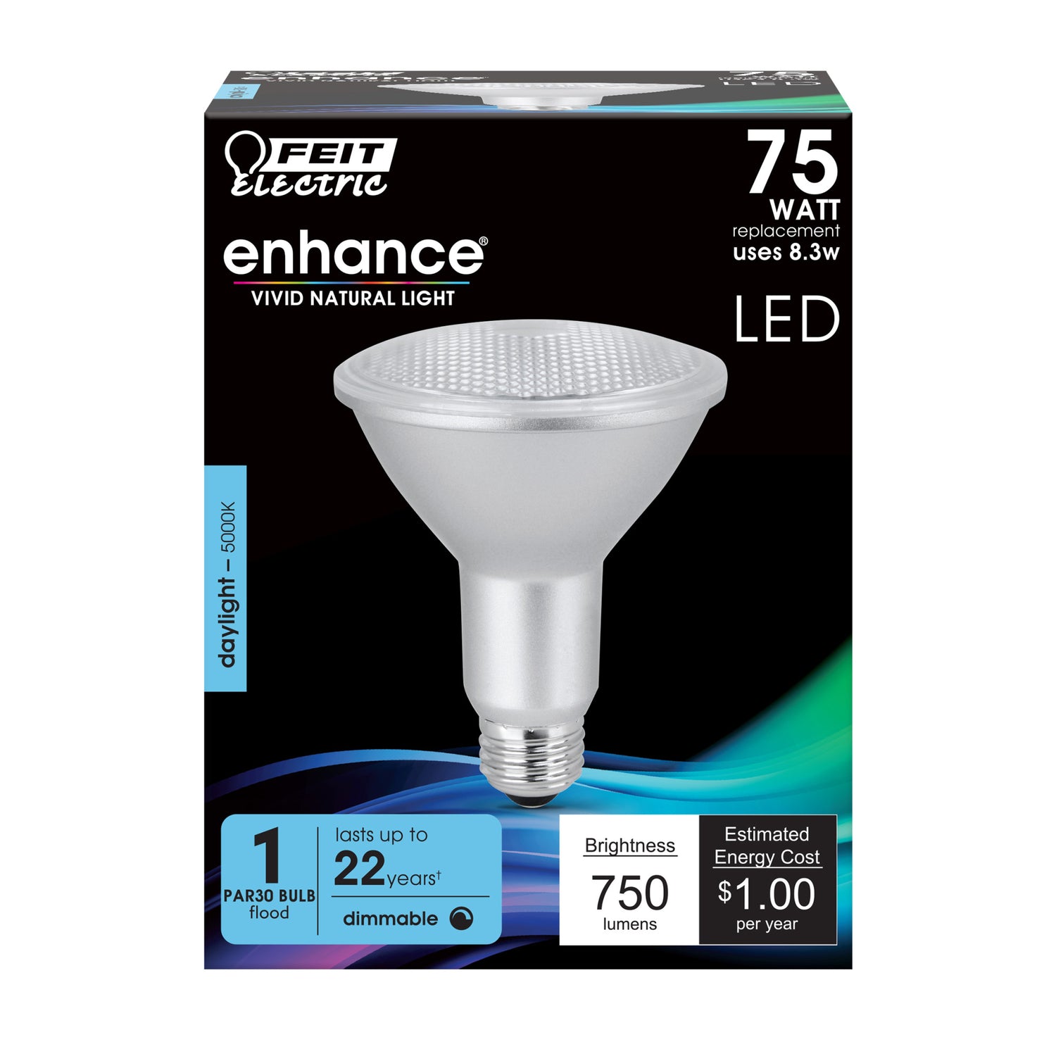 8.3W (75W Replacement) Daylight (5000K) PAR30 Long Neck Dimmable Reflector LED Bulb