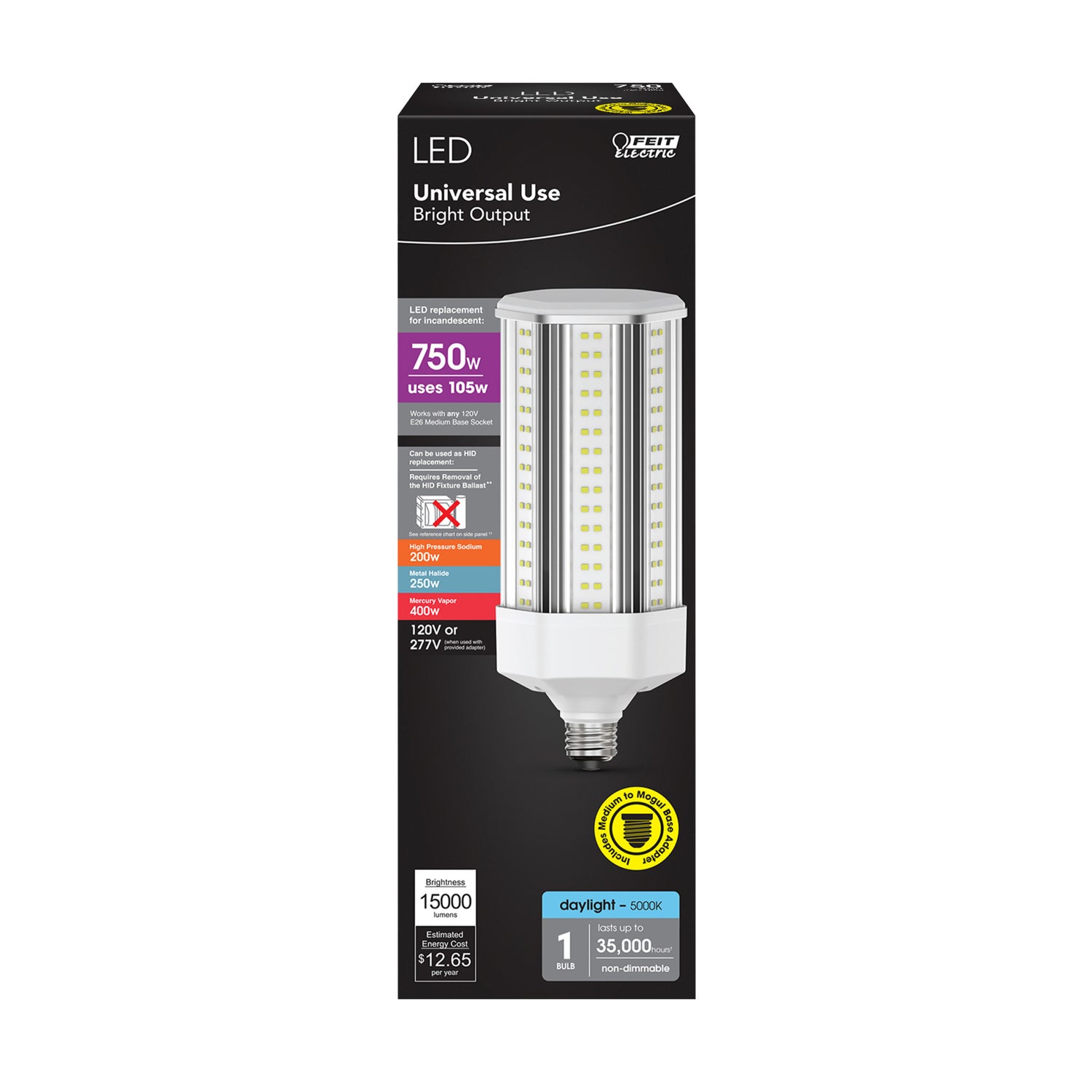 15000 Lumens Daylight (5000K) E26/E39 Base LED Corn-Cob Light